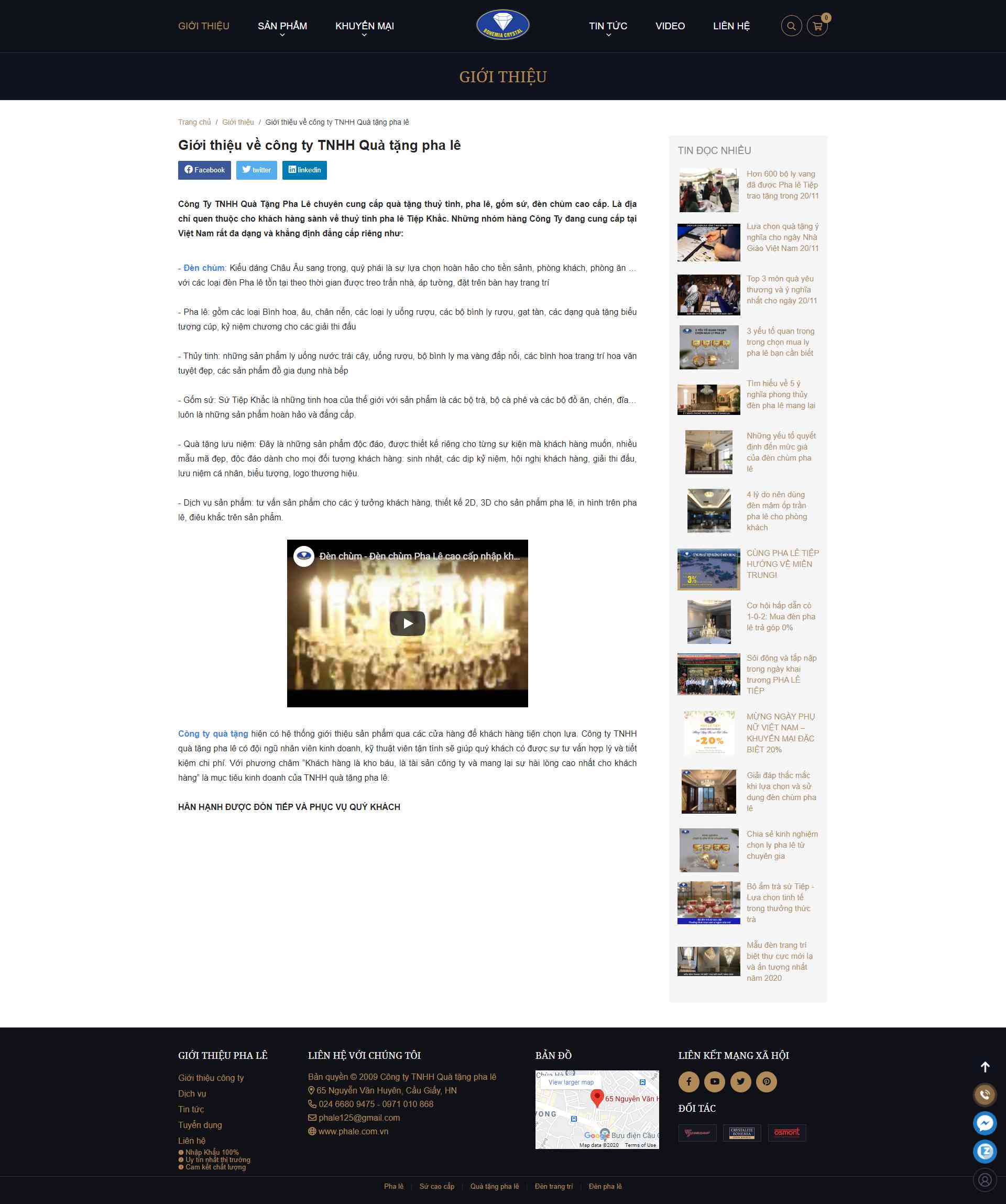 Thiết kế Website web quà tặng pha lê - phalecomvn