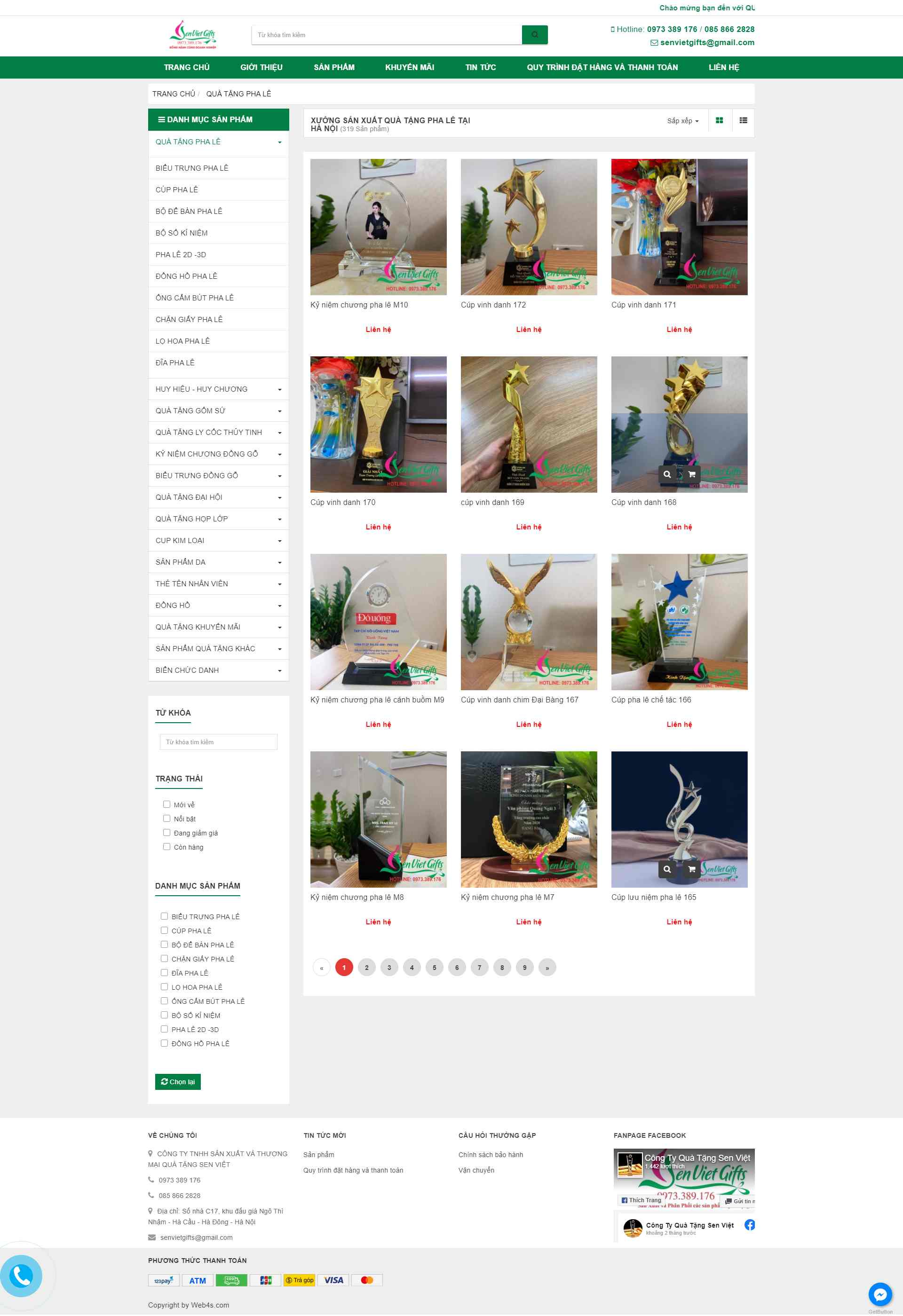 Thiết kế Website web quà tặng pha lê - quatangsenvietvn