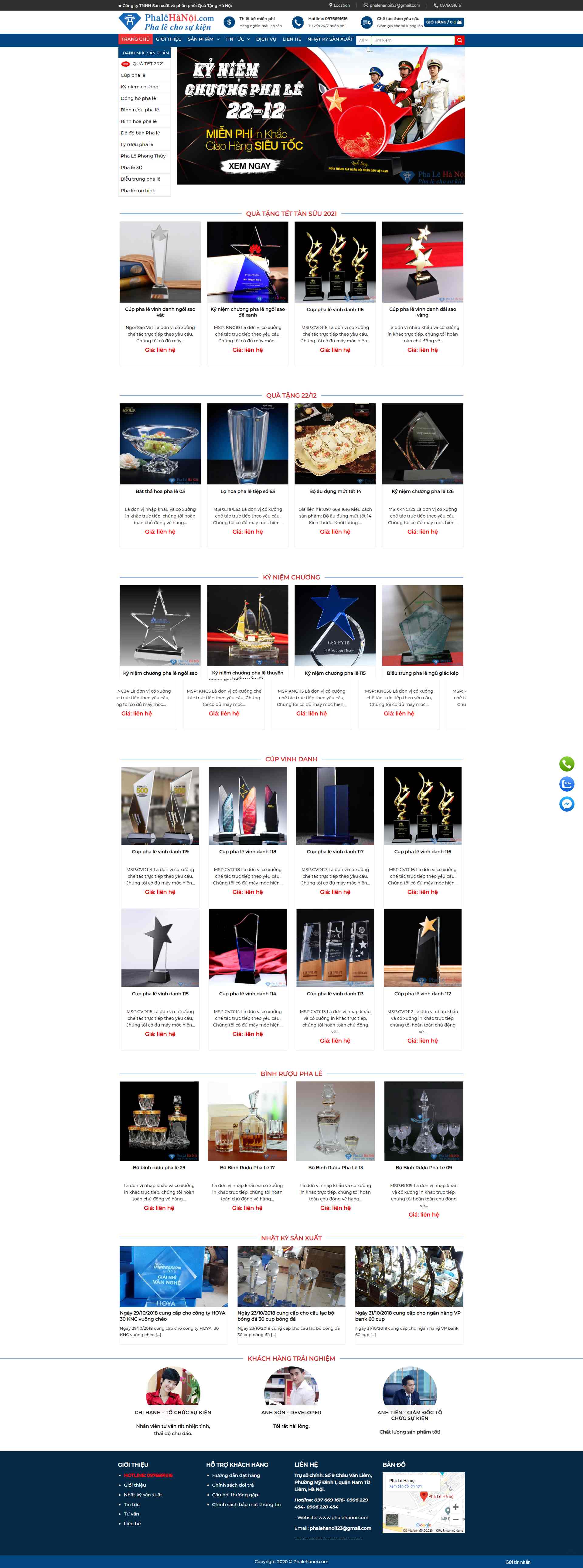 Thiết kế Website web quà tặng pha lê - phalehanoicom