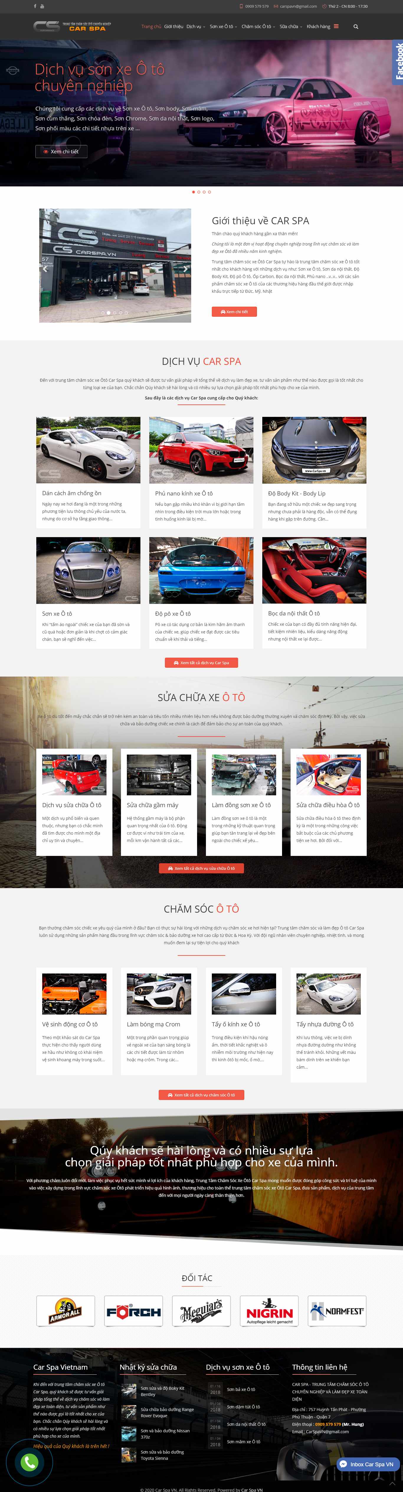 Thiết kế Website web dịch vụ chăm sóc ô tô - carspavn