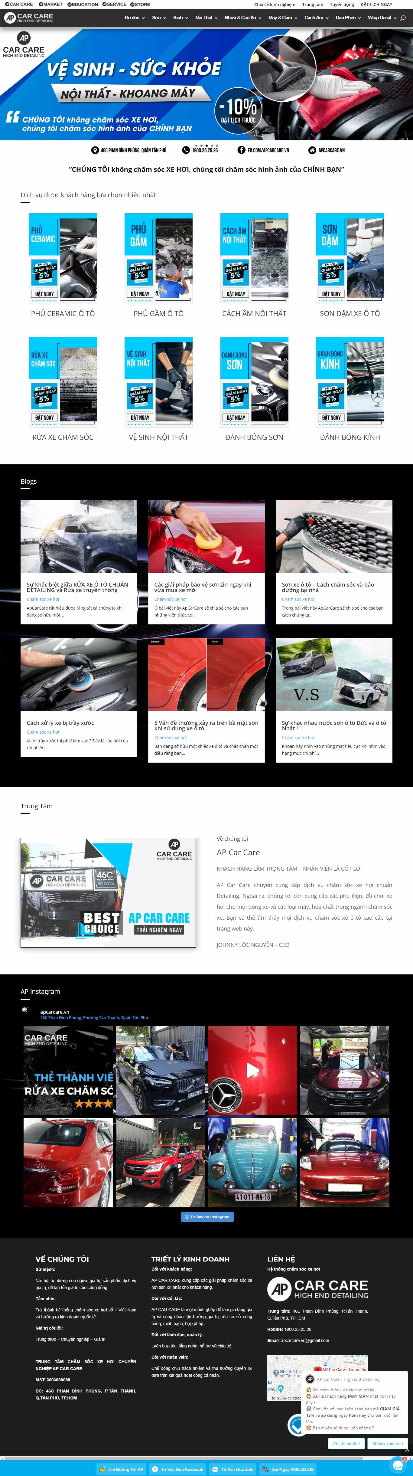 Thiết kế Website web dịch vụ chăm sóc ô tô - apcarcarevn