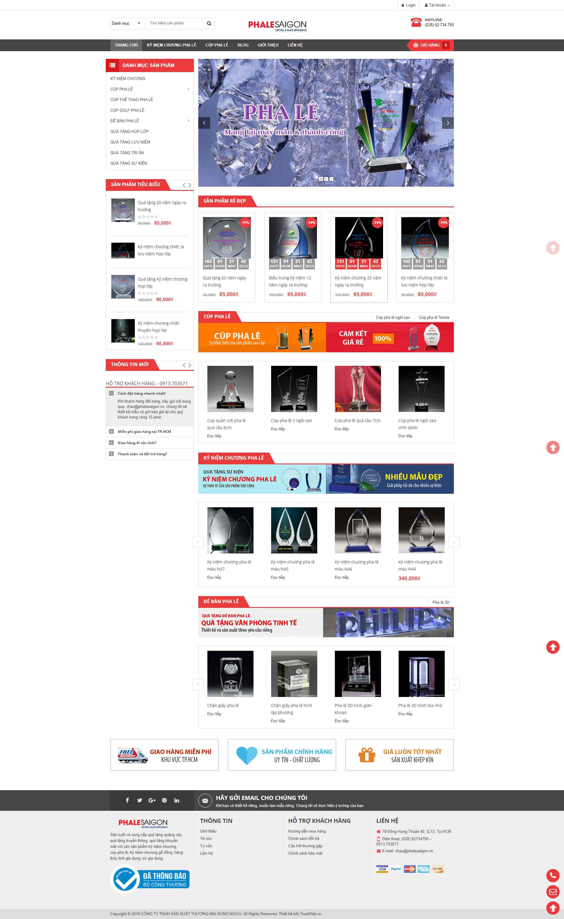 Thiết kế Website web quà tặng pha lê - phalesaigonvn
