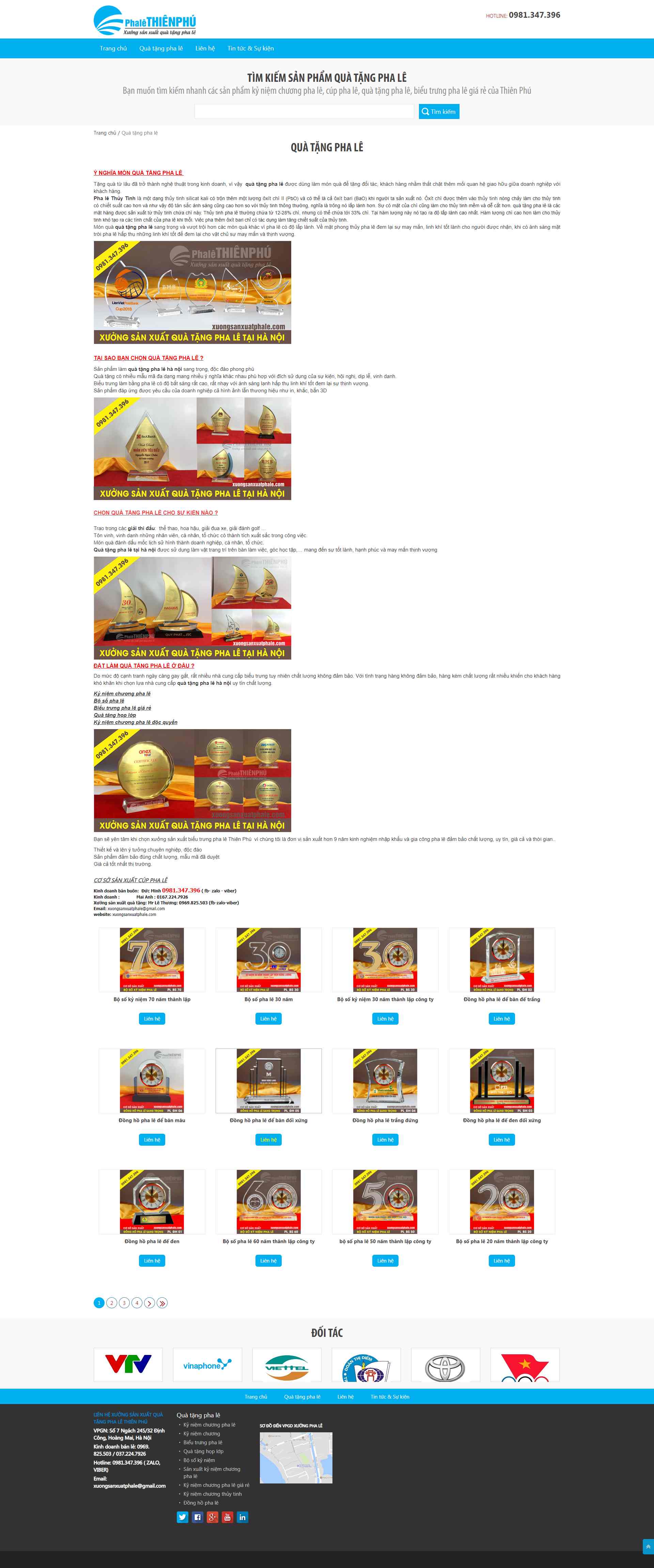 Thiết kế Website web quà tặng pha lê - xuongsanxuatphalecom