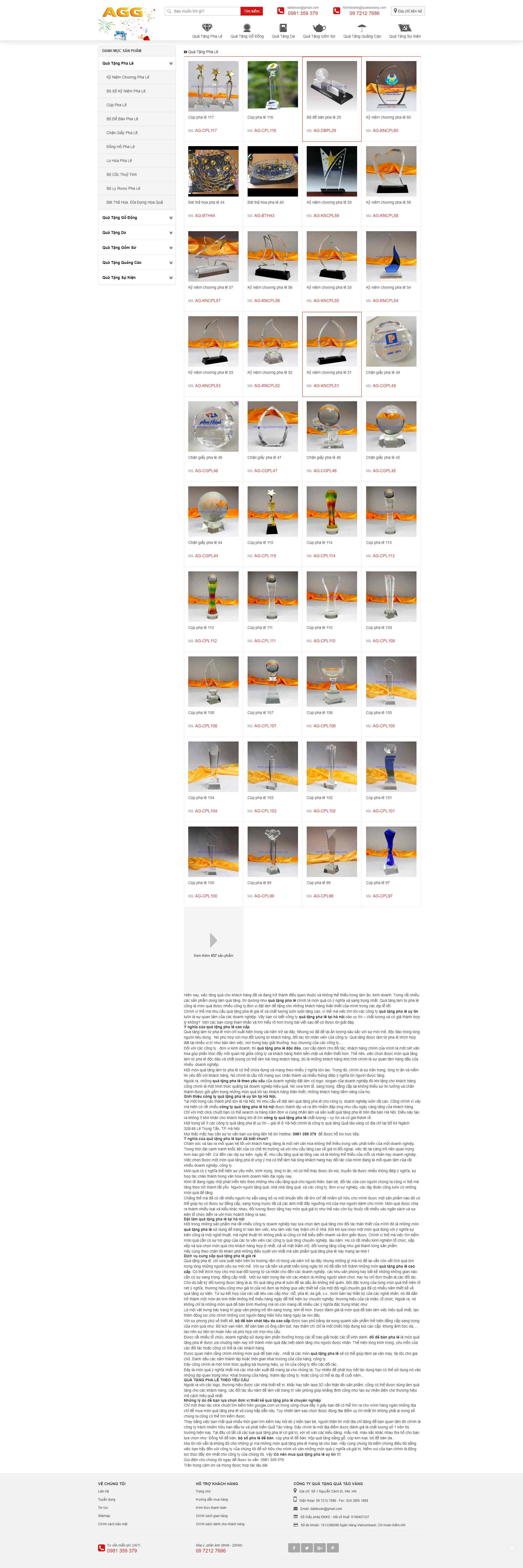 Thiết kế Website web quà tặng pha lê - quataovangcom