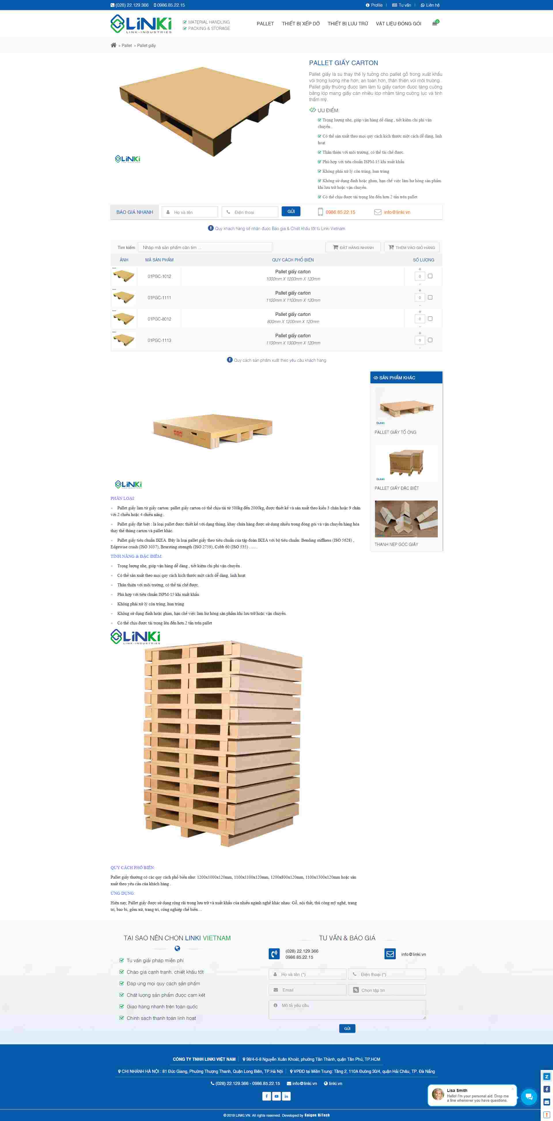 Thiết kế Website web pallet giấy - linkivn