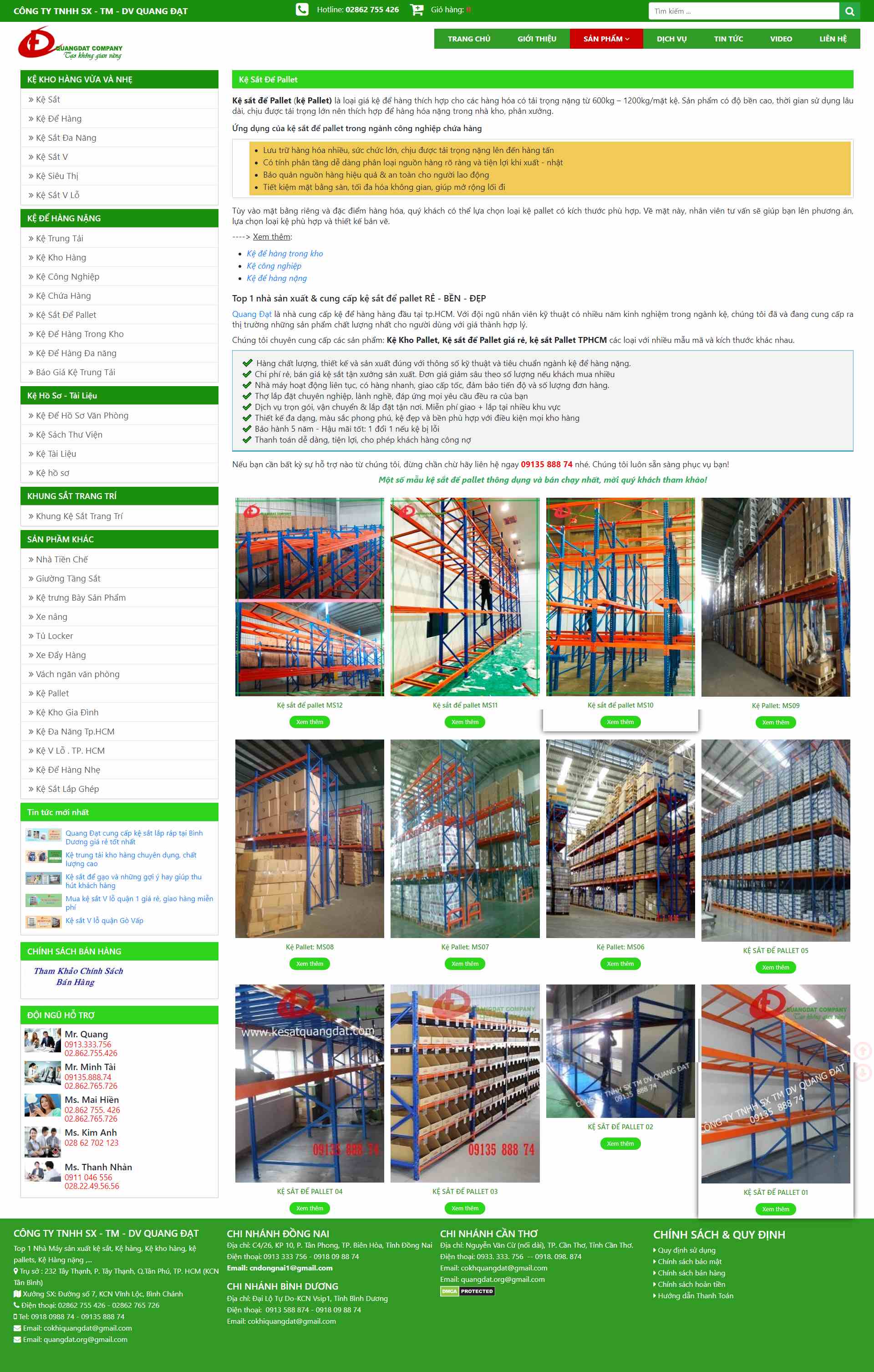 Thiết kế Website web kệ pallet - kesatquangdatcom