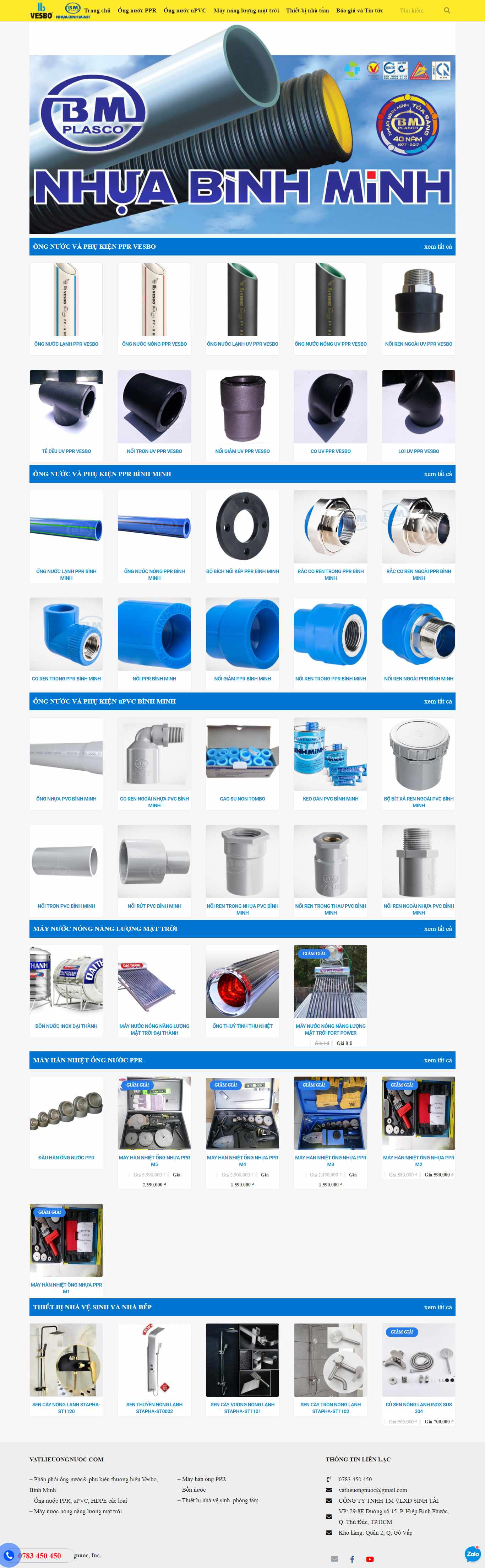 Thiết kế Website web ống nhựa pvc - wwwbinhminhplasticcomvn