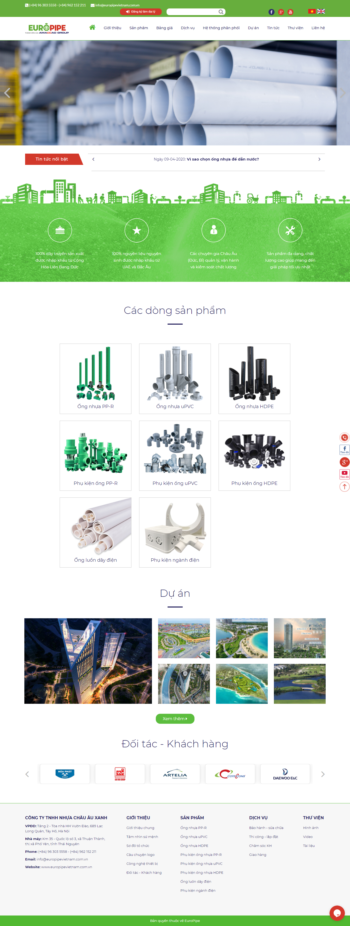 Thiết kế Website web phụ kiện ống nhựa - europipevietnamcomvn