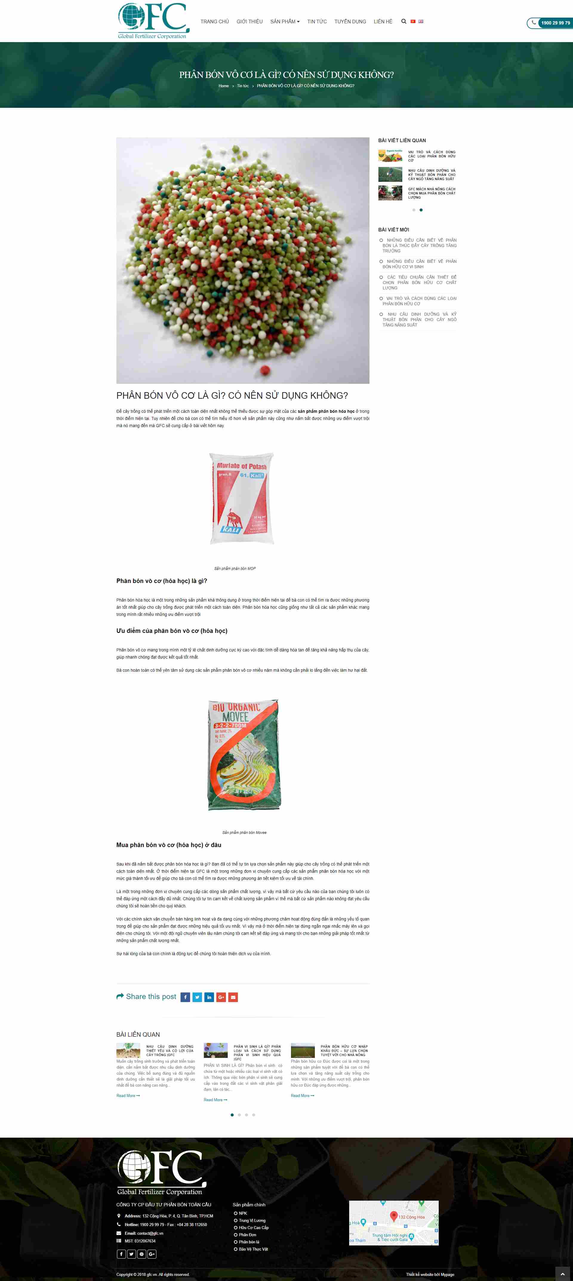 Thiết kế Website web phân bón vô cơ - gfcvn