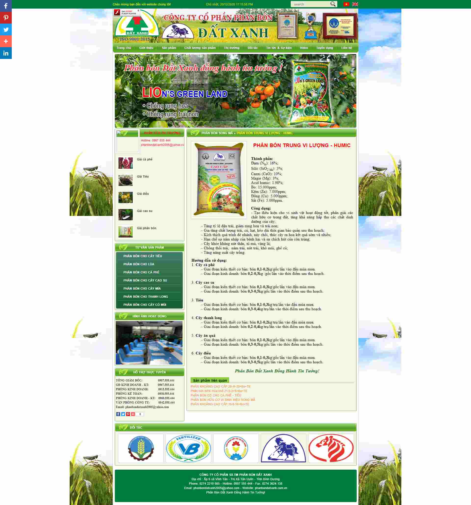 Thiết kế Website web phân bón vi lượng - phanbondatxanhcomvn