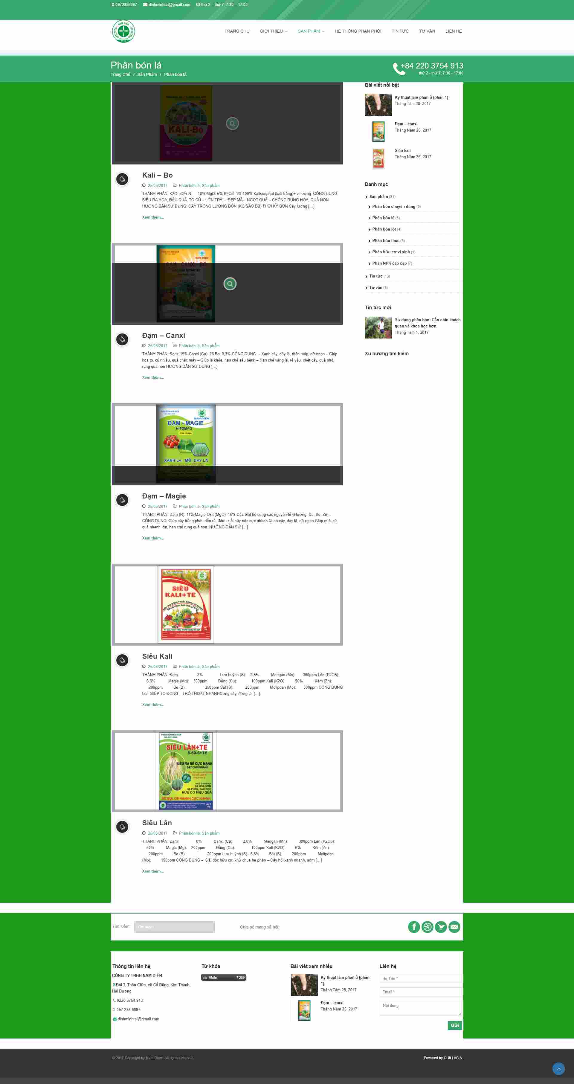 Thiết kế Website web phân bón lá - namdienhdvn
