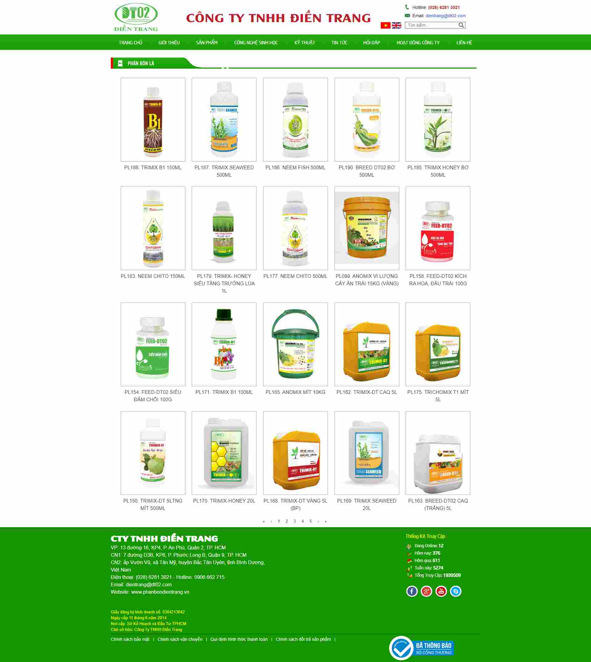 Thiết kế Website web phân bón lá - phanbondientrangvn