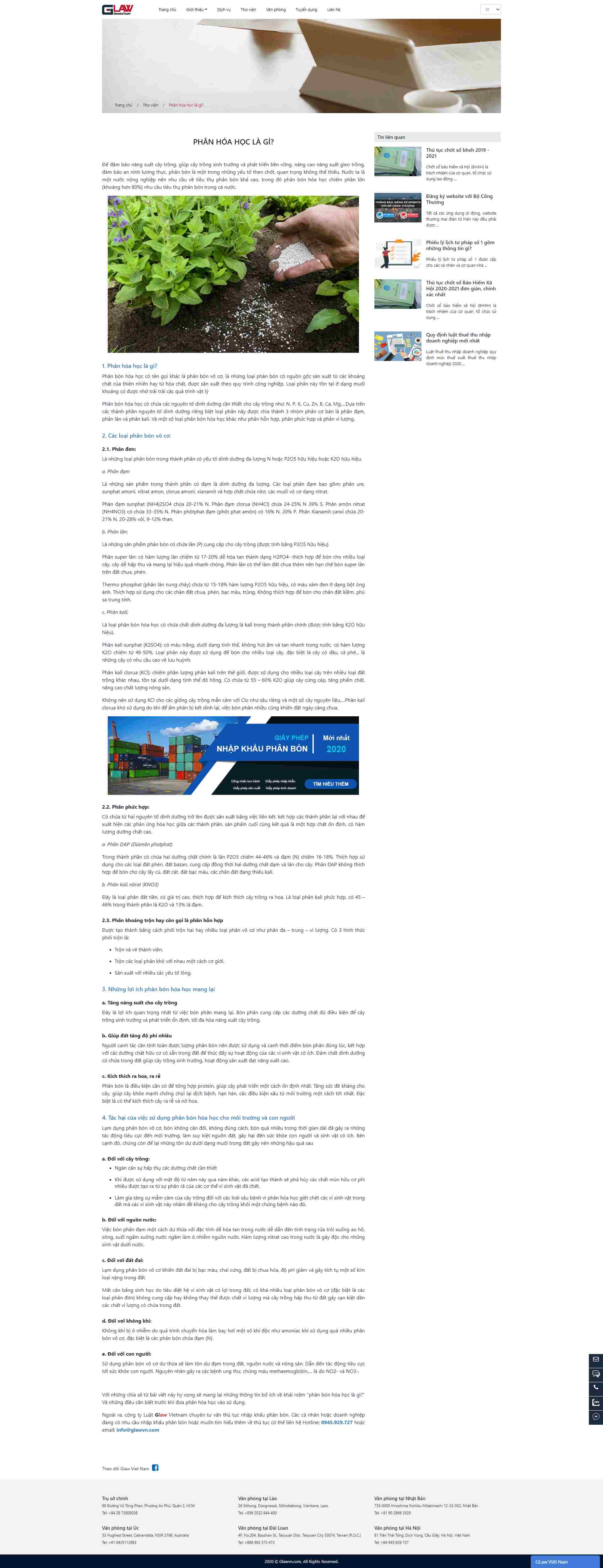 Thiết kế Website web phân bón hóa học - glawvncom