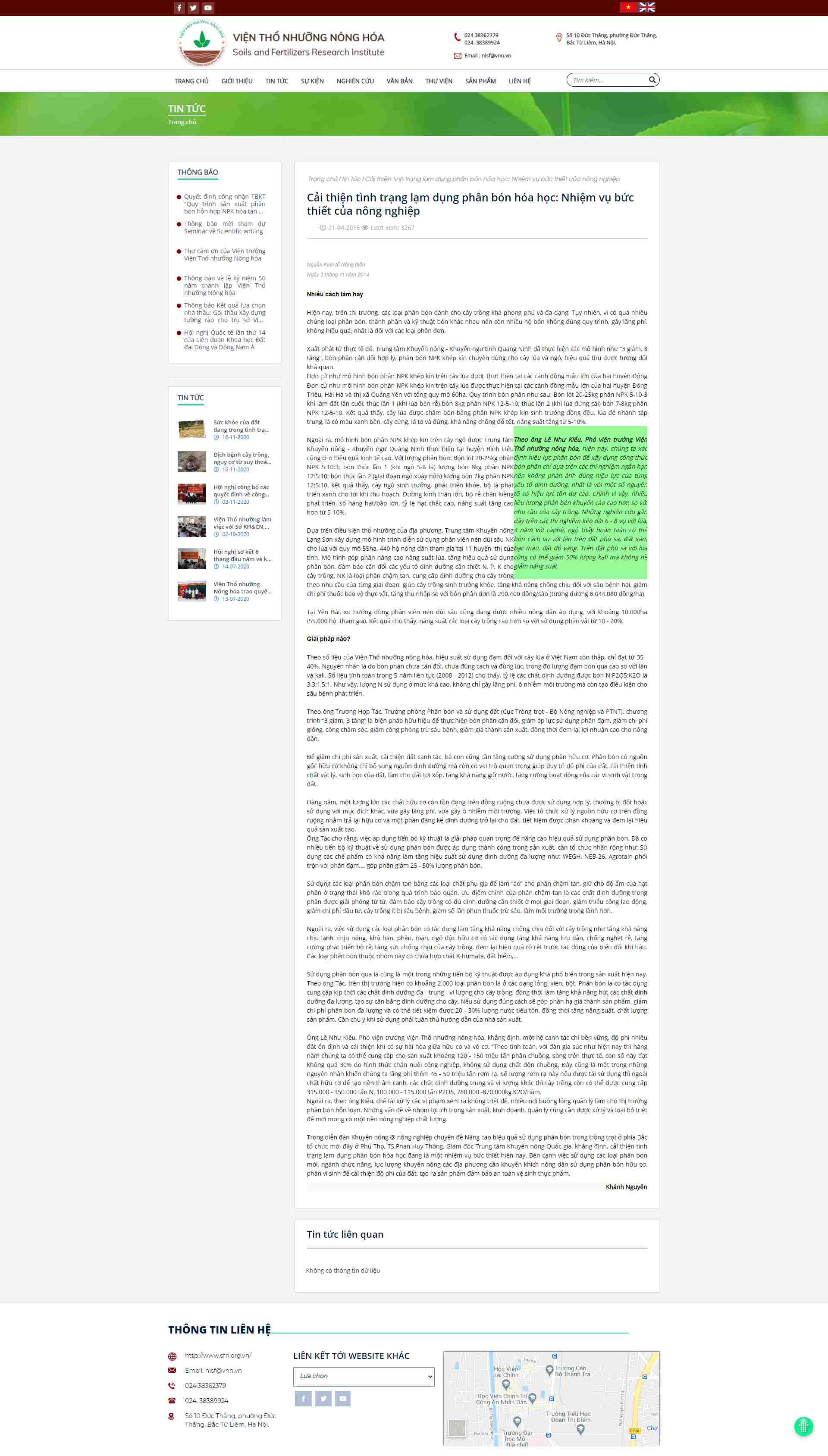 Thiết kế Website web phân bón hóa học - sfriorgvn
