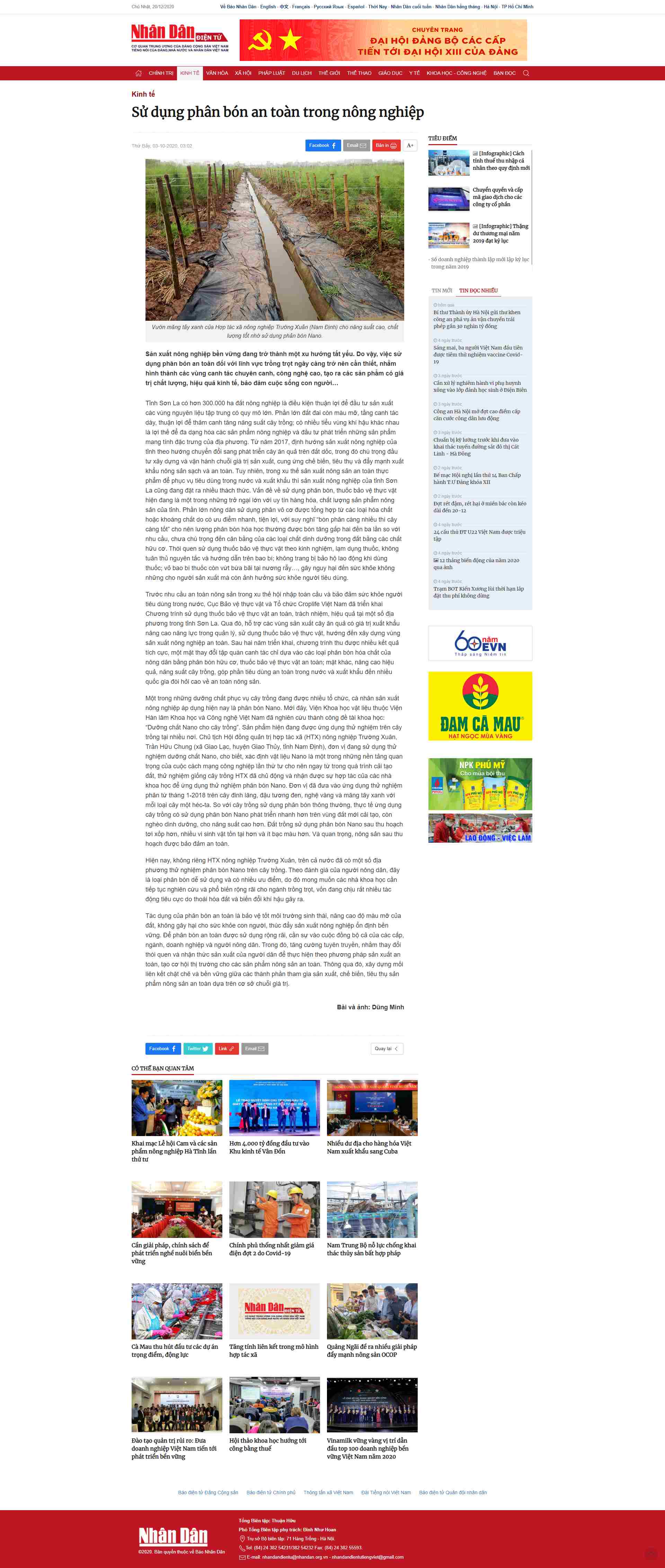 Thiết kế Website web phân bón hóa học - nhandancomvn