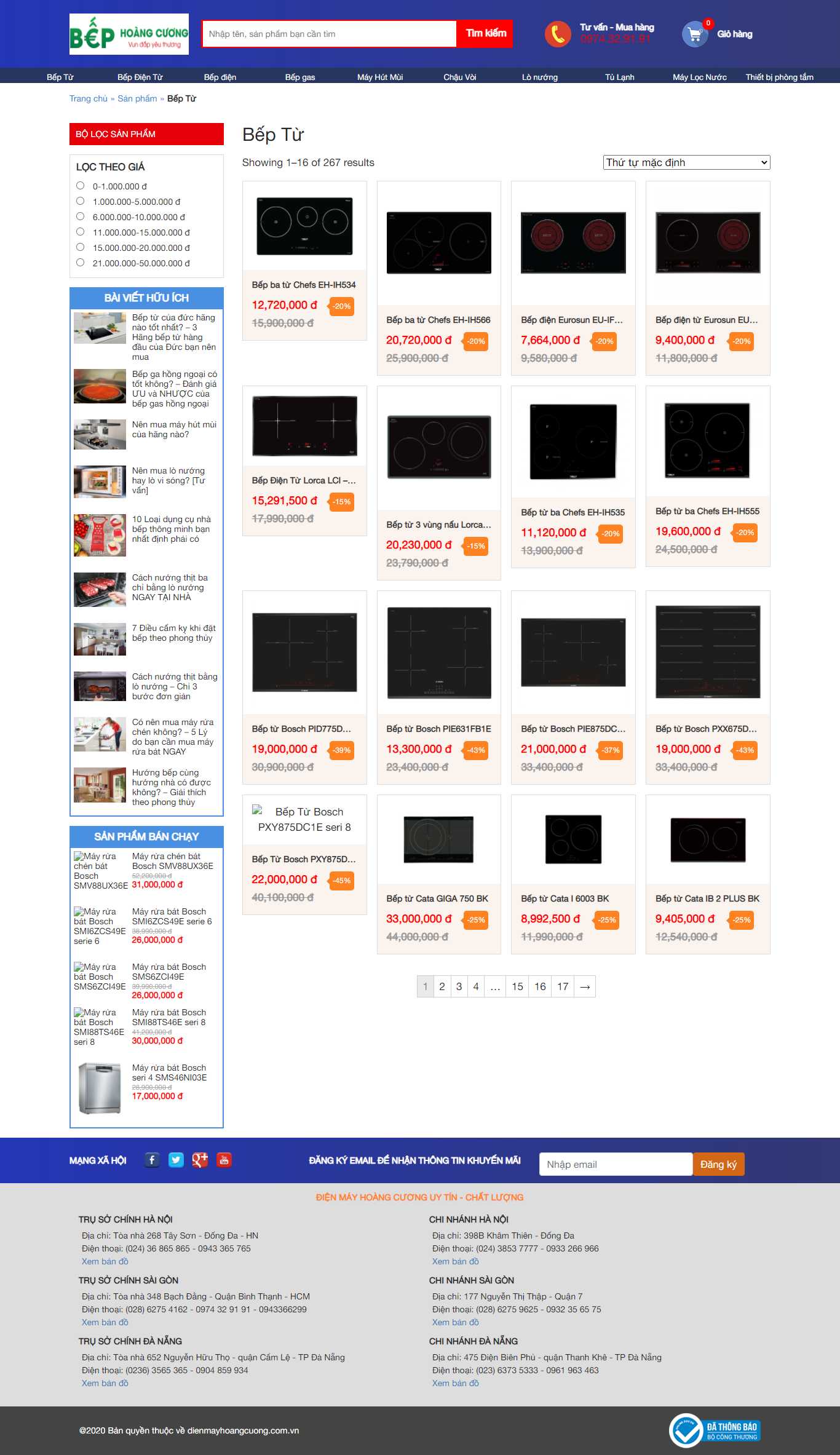 Thiết kế Website Web bán bếp từ đẹp - dienmayhoangcuongcomvn