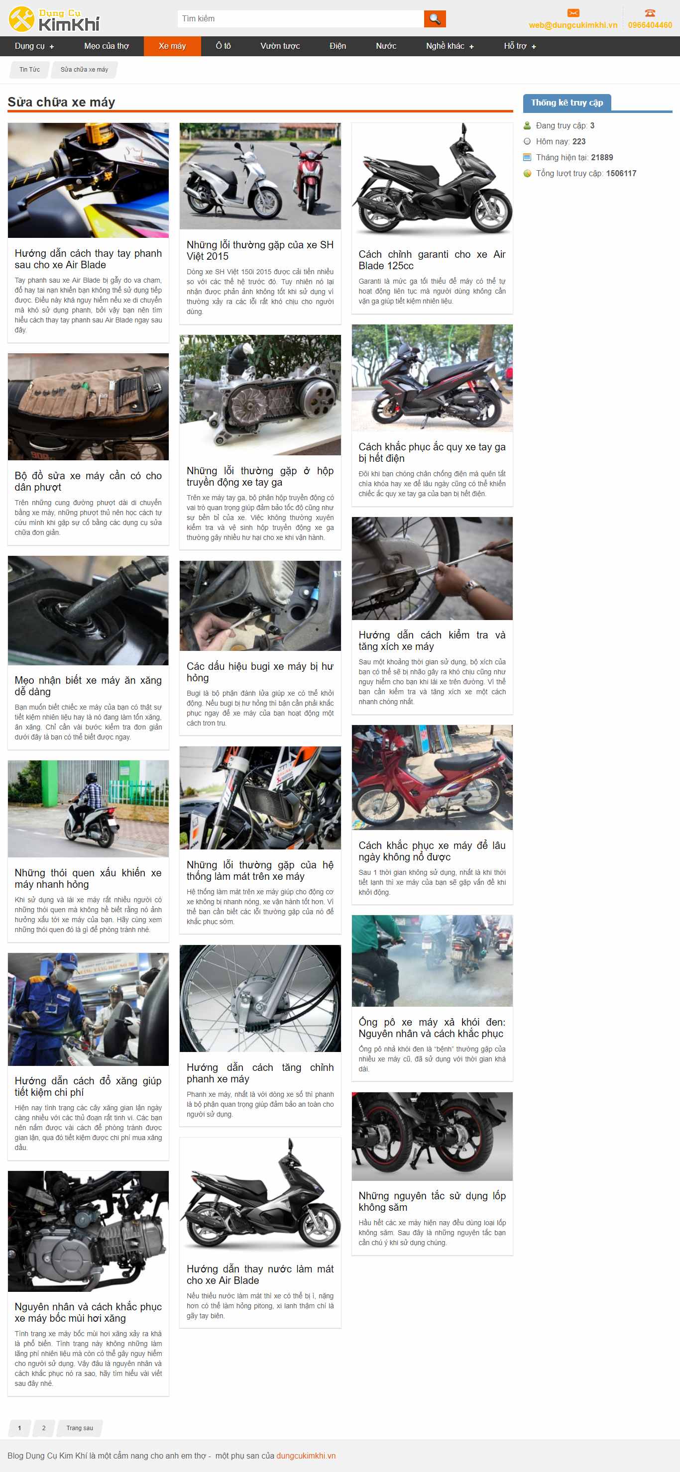 Thiết kế Website web sửa chữa xe máy - blogdungcukimkhivn