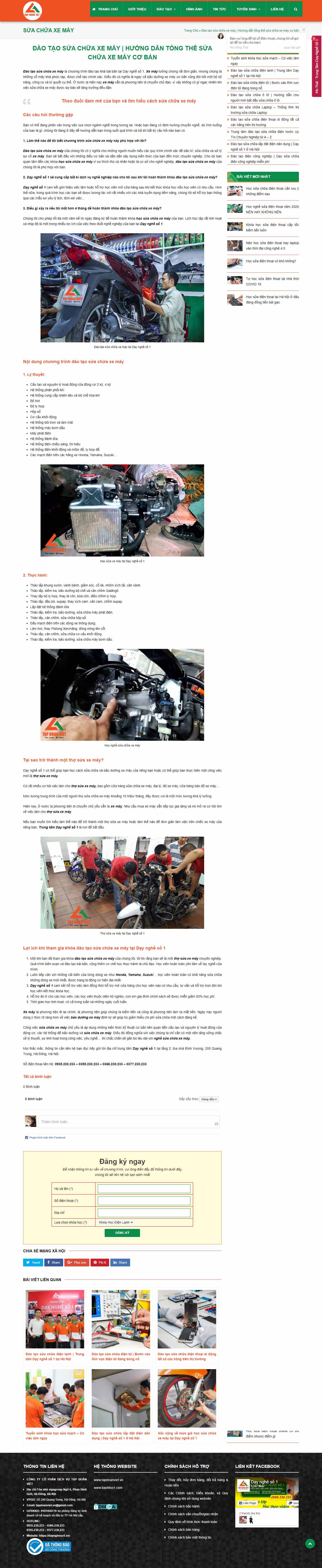 Thiết kế Website web sửa chữa xe máy - dayngheso1vn