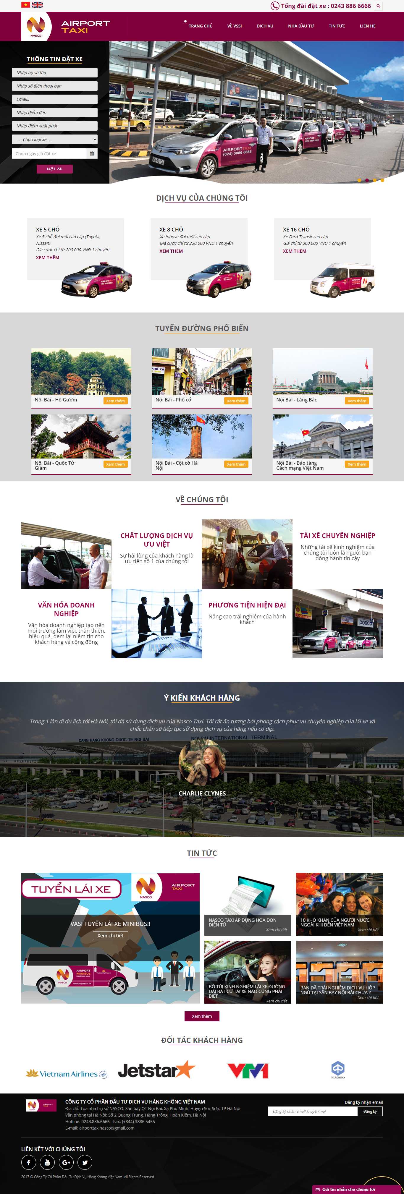 Thiết kế Website Web hãng taxi - airporttaxivn