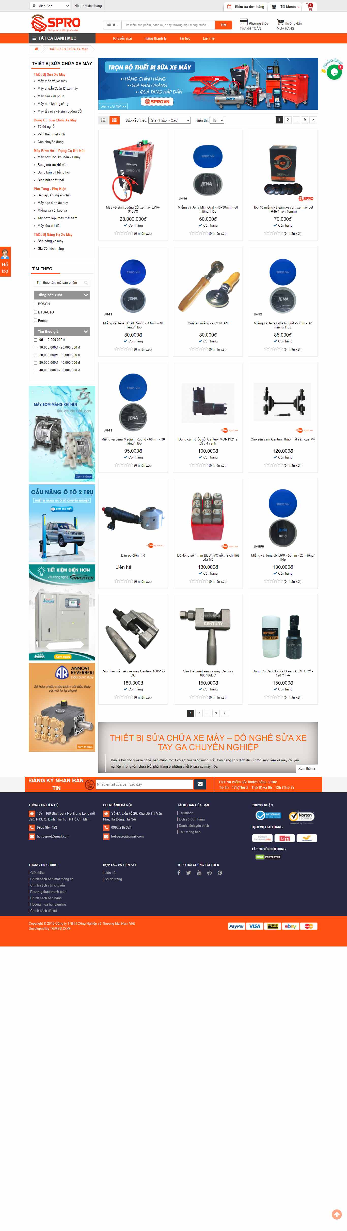 Thiết kế Website web sửa chữa xe máy - sprovn