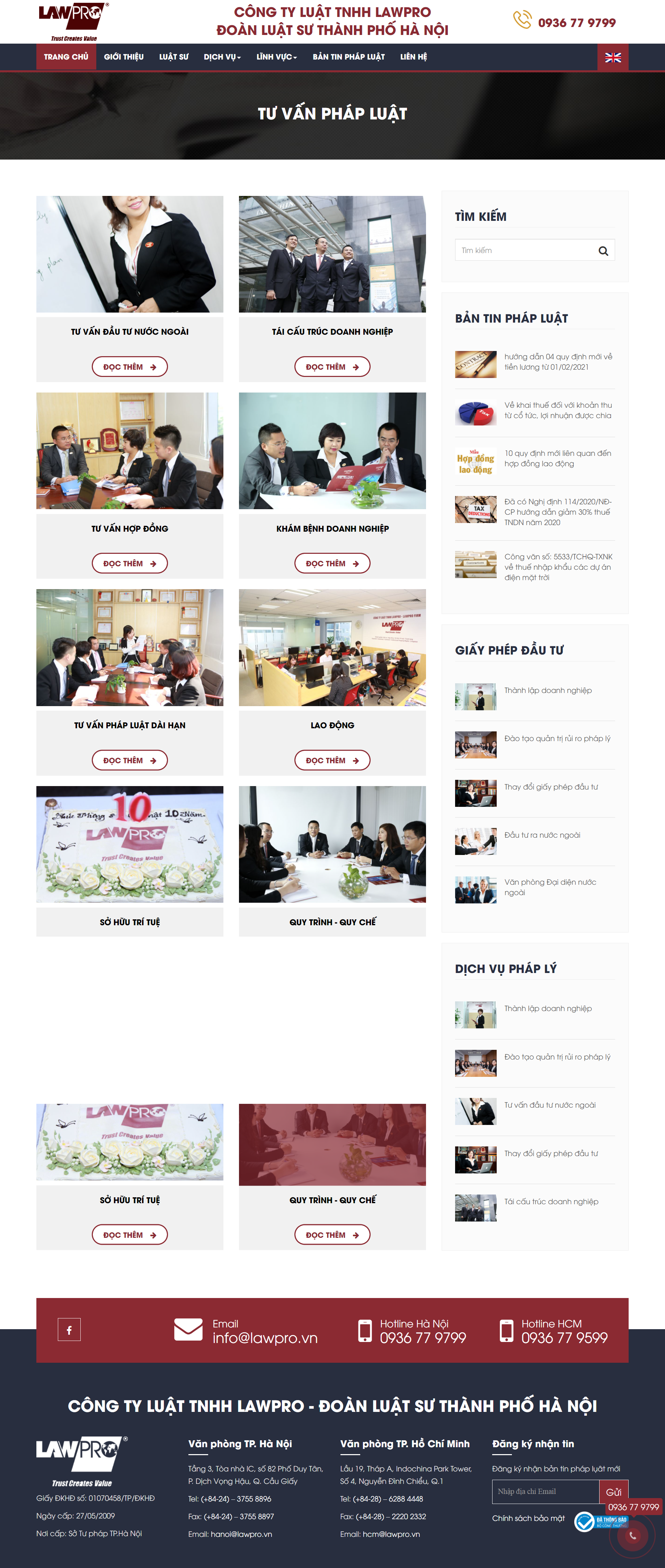 Thiết kế Website Web công ty luật - lawprocomvn