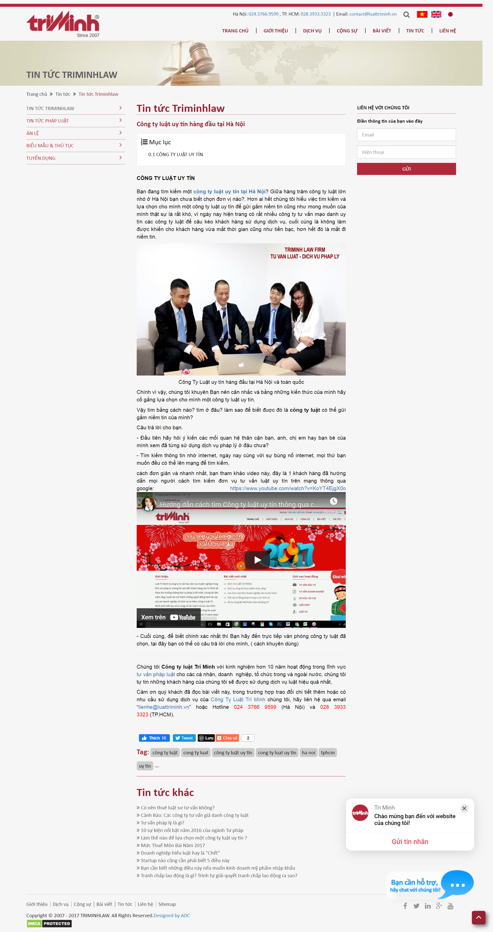 Thiết kế Website Web công ty luật - luattriminhvn