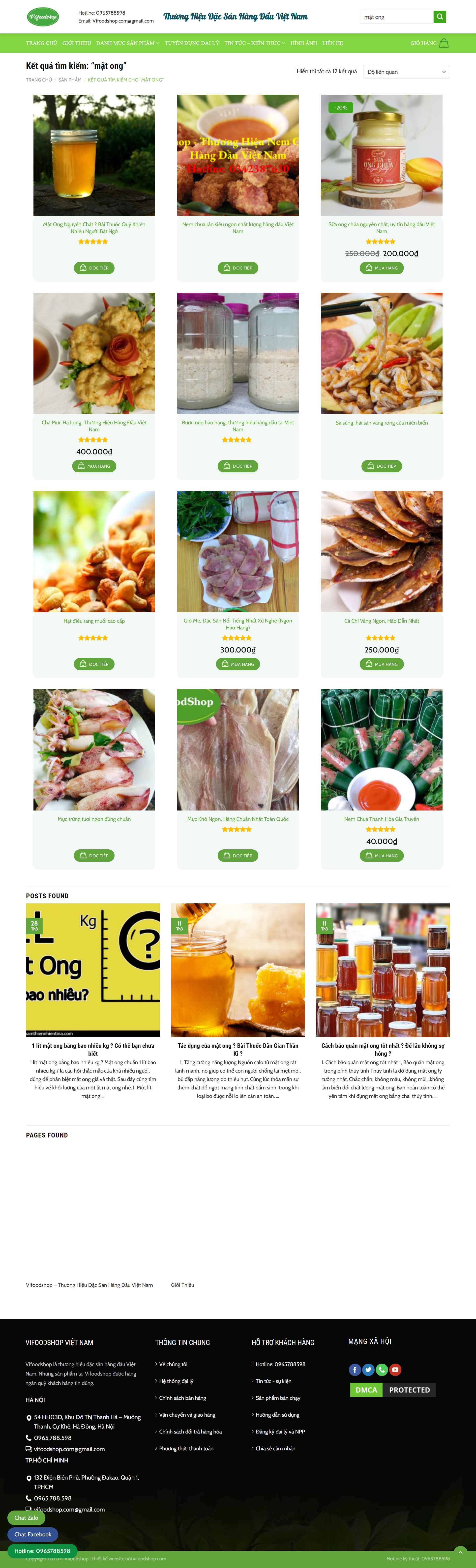 Thiết kế Website Web mật ong thiên nhiên - vifoodshopcom