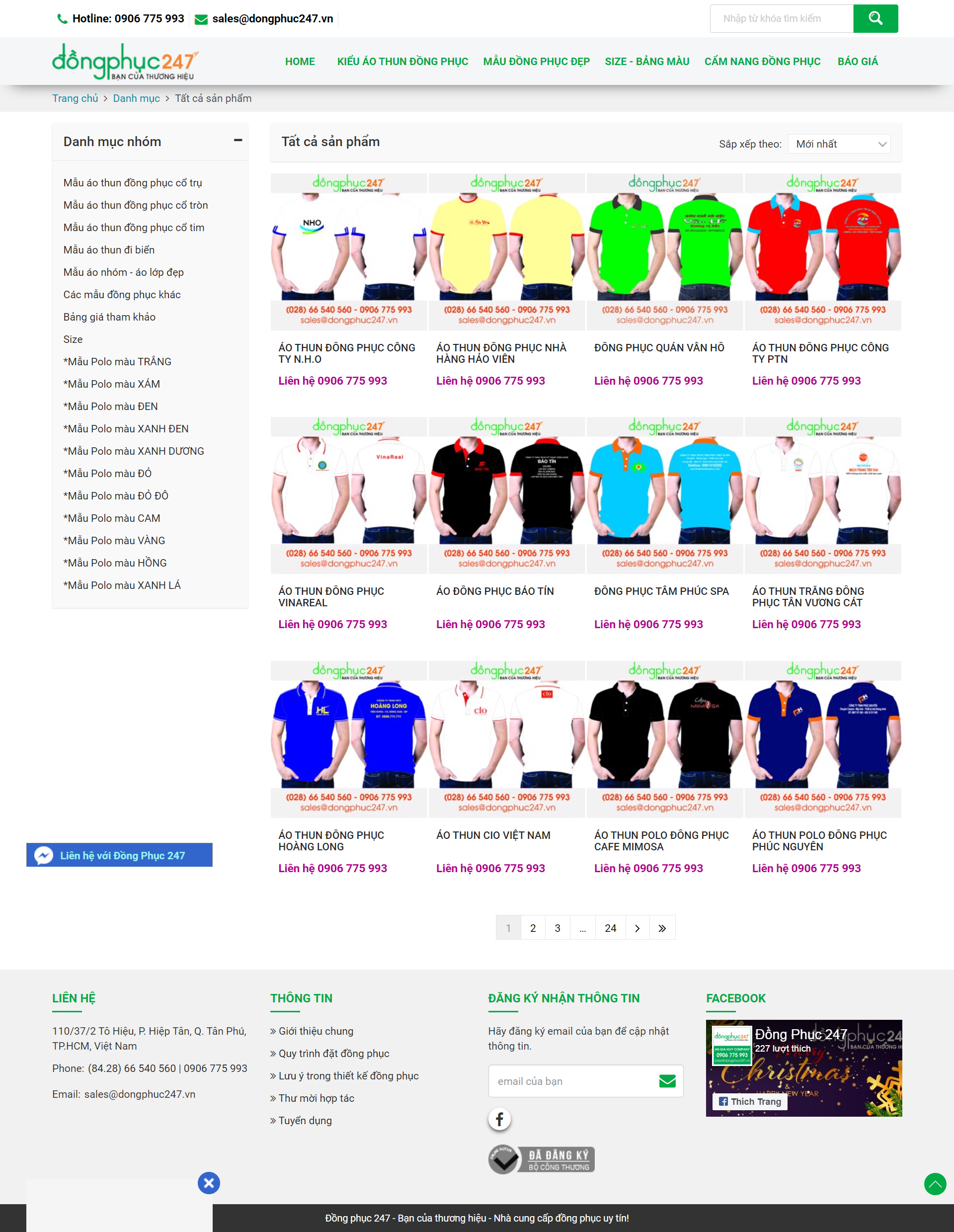 Thiết kế Website Web xưởng may đồng phục - dongphuc247vn
