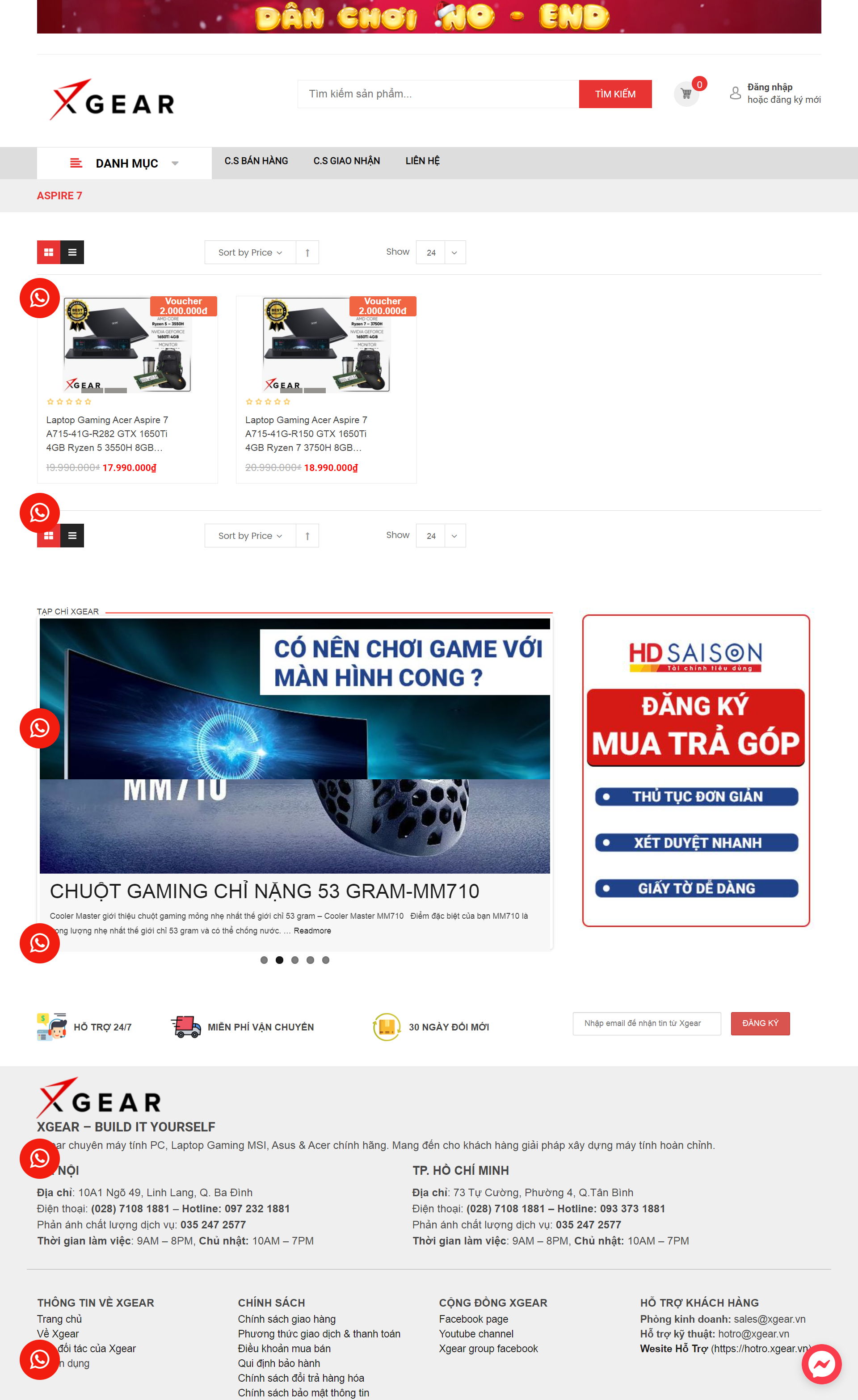 Thiết kế Website Web Máy tính Kỹ thuật số - xgearvn