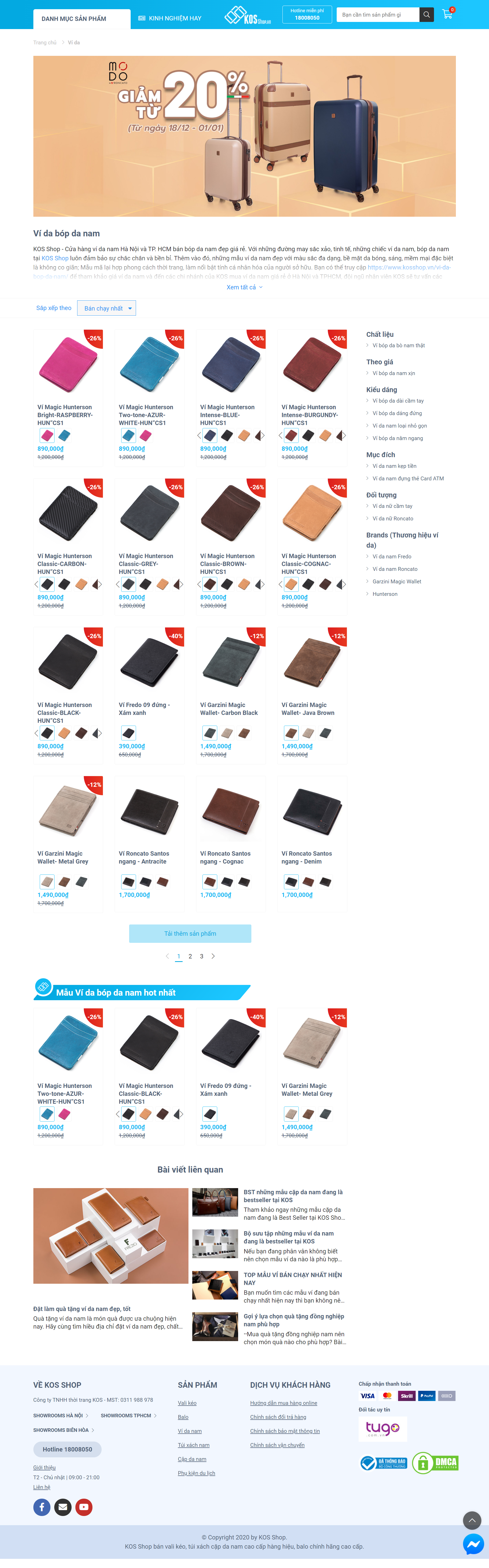 Thiết kế Website web bán ví da cao cấp - wwwkosshopvn