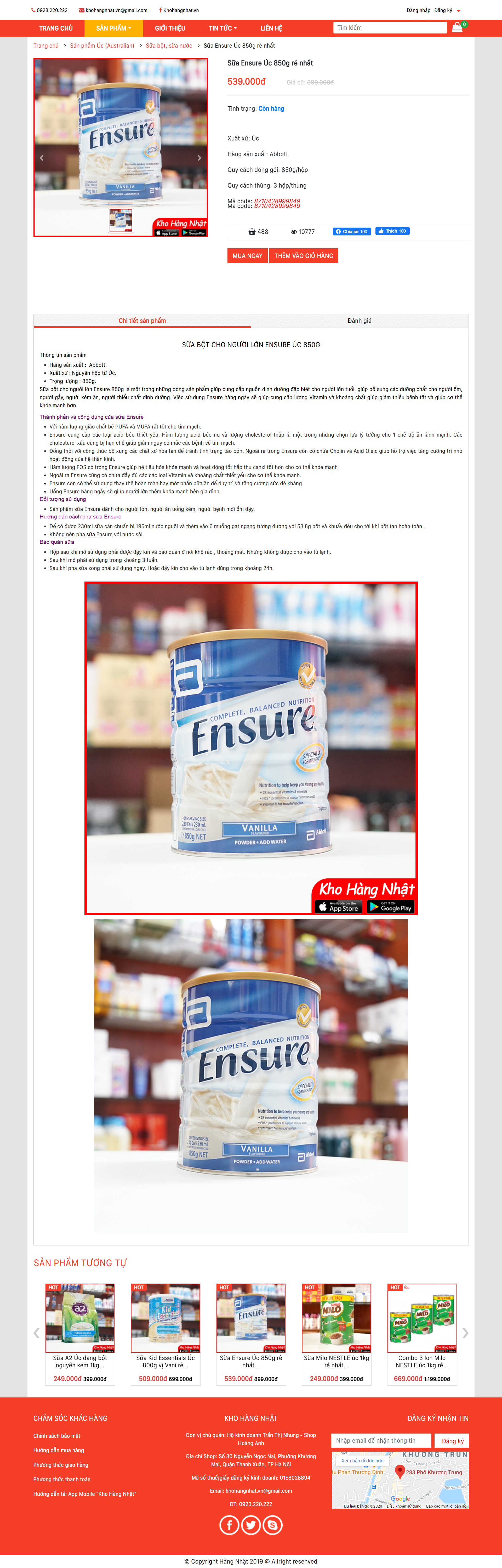 Thiết kế Website web sữa người già - khohangnhatvn