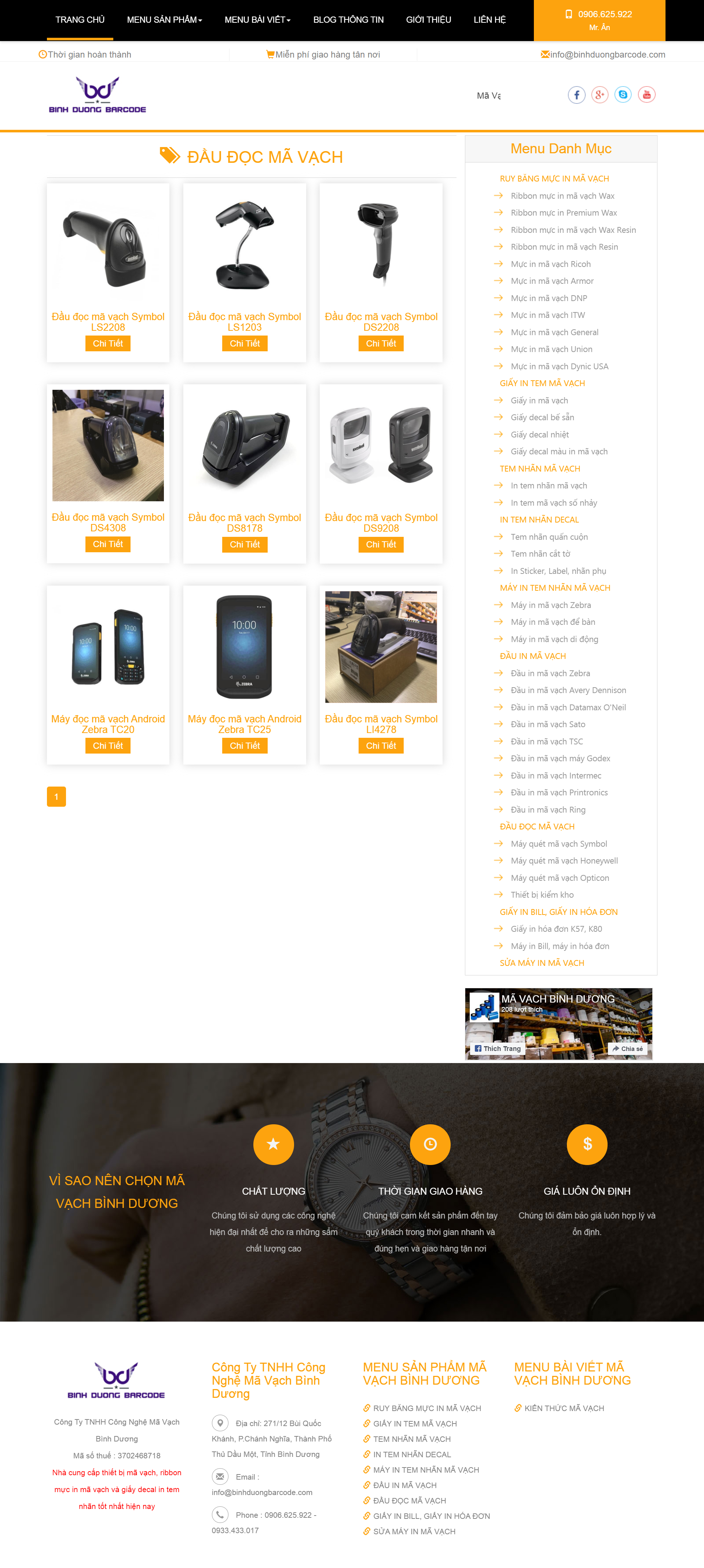 Thiết kế Website web đầu đọc mã vạch - intemnhanmavachcom