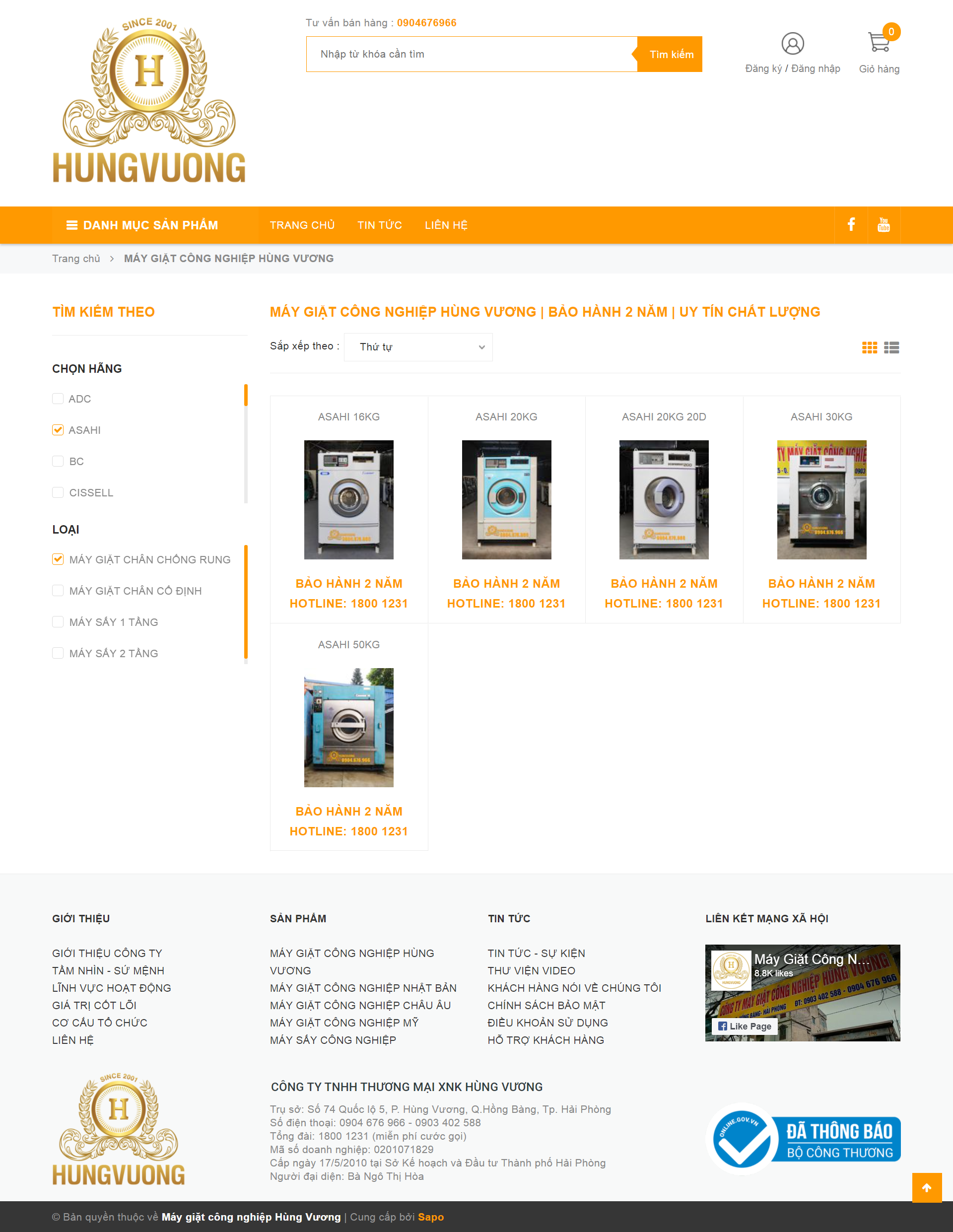 Thiết kế Website web máy giặt công nghiệp - maygiatcongnghiepcuvn