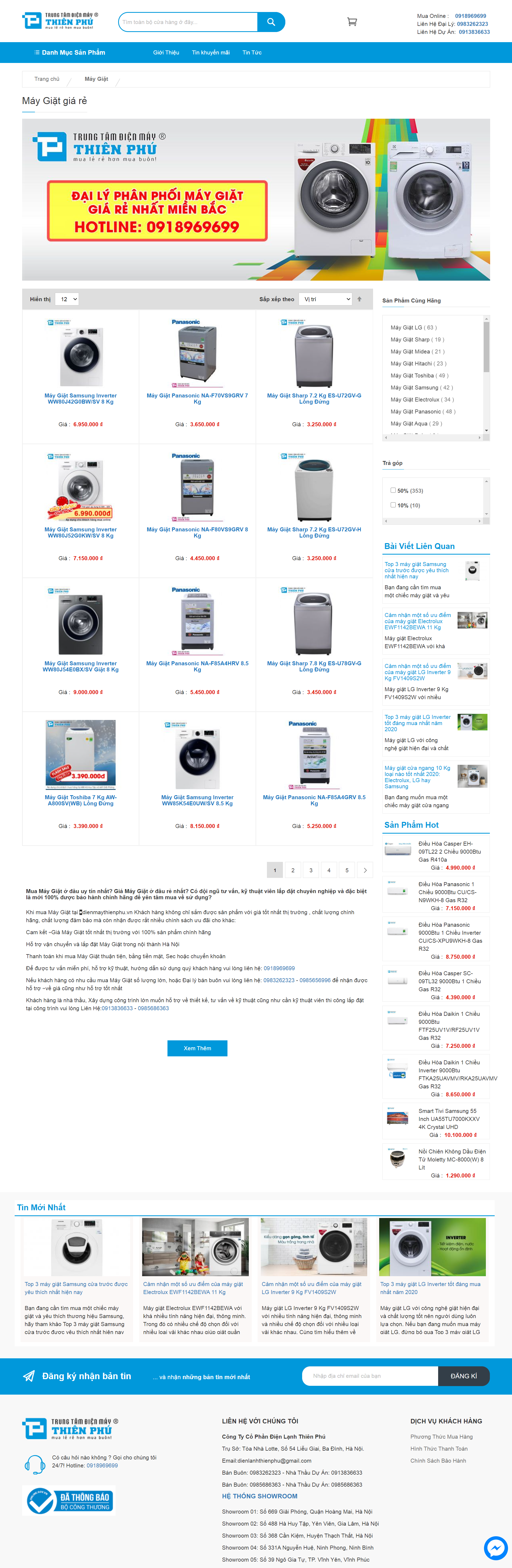 Thiết kế Website web máy giặt - dienmaythienphuvn