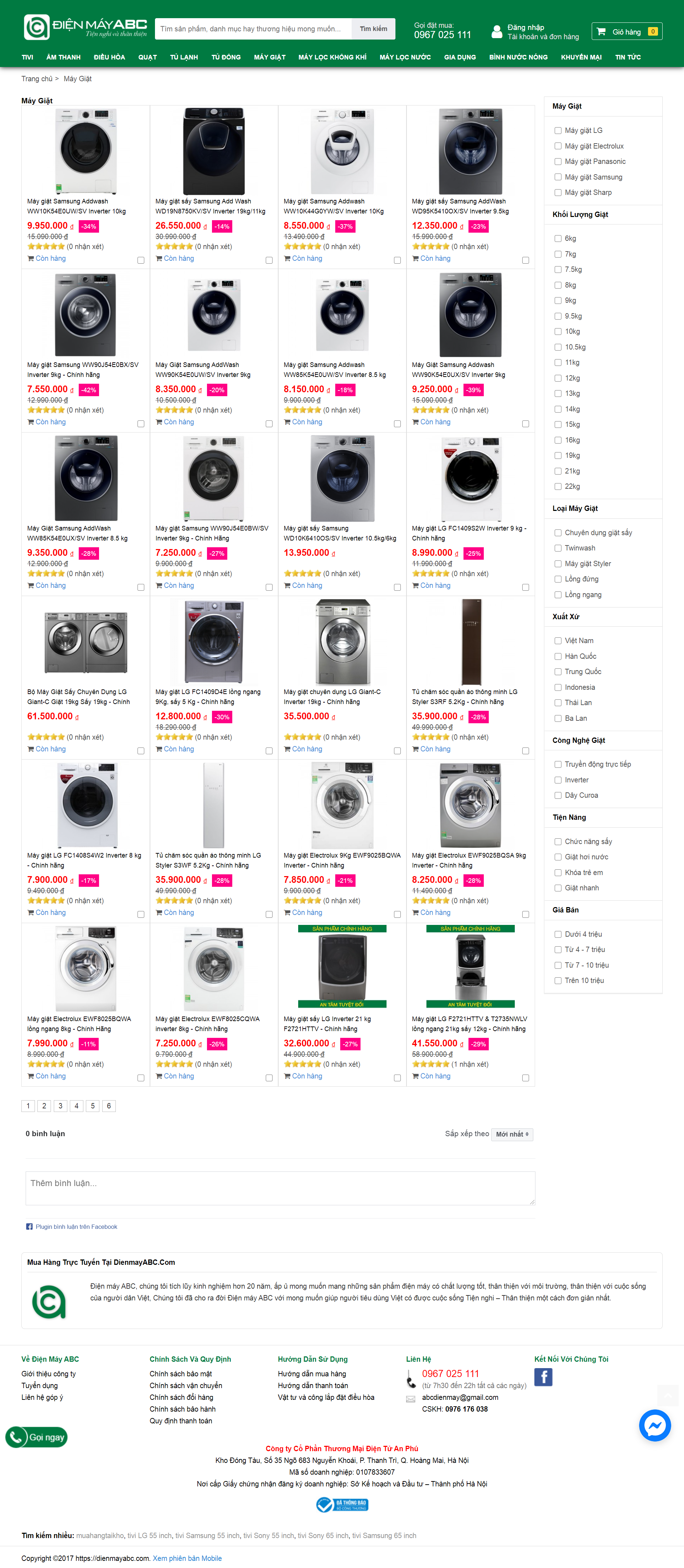 Thiết kế Website web máy giặt - dienmayabccom