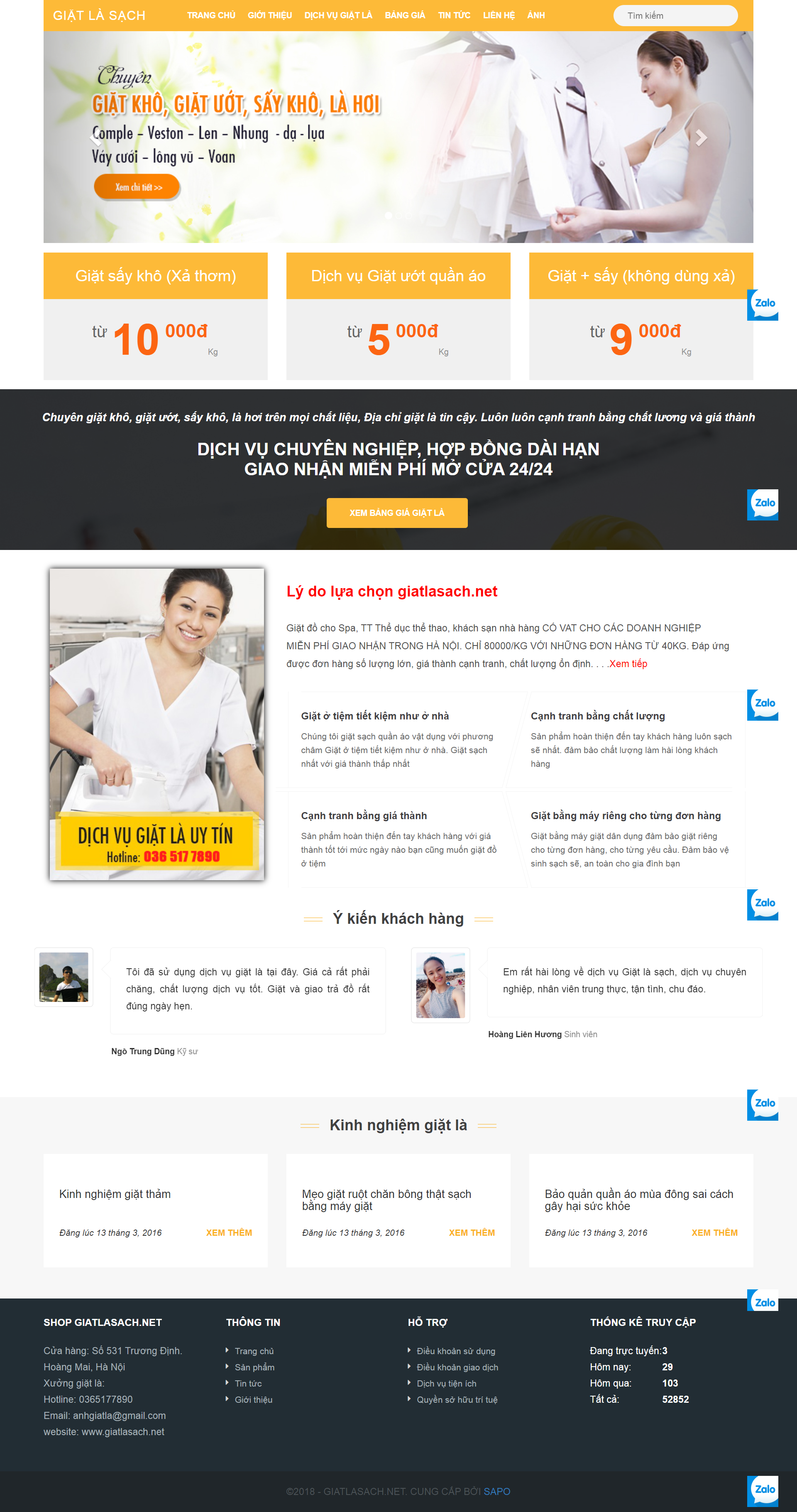 Thiết kế Website web giặt là công nghiệp - giatlasachnet