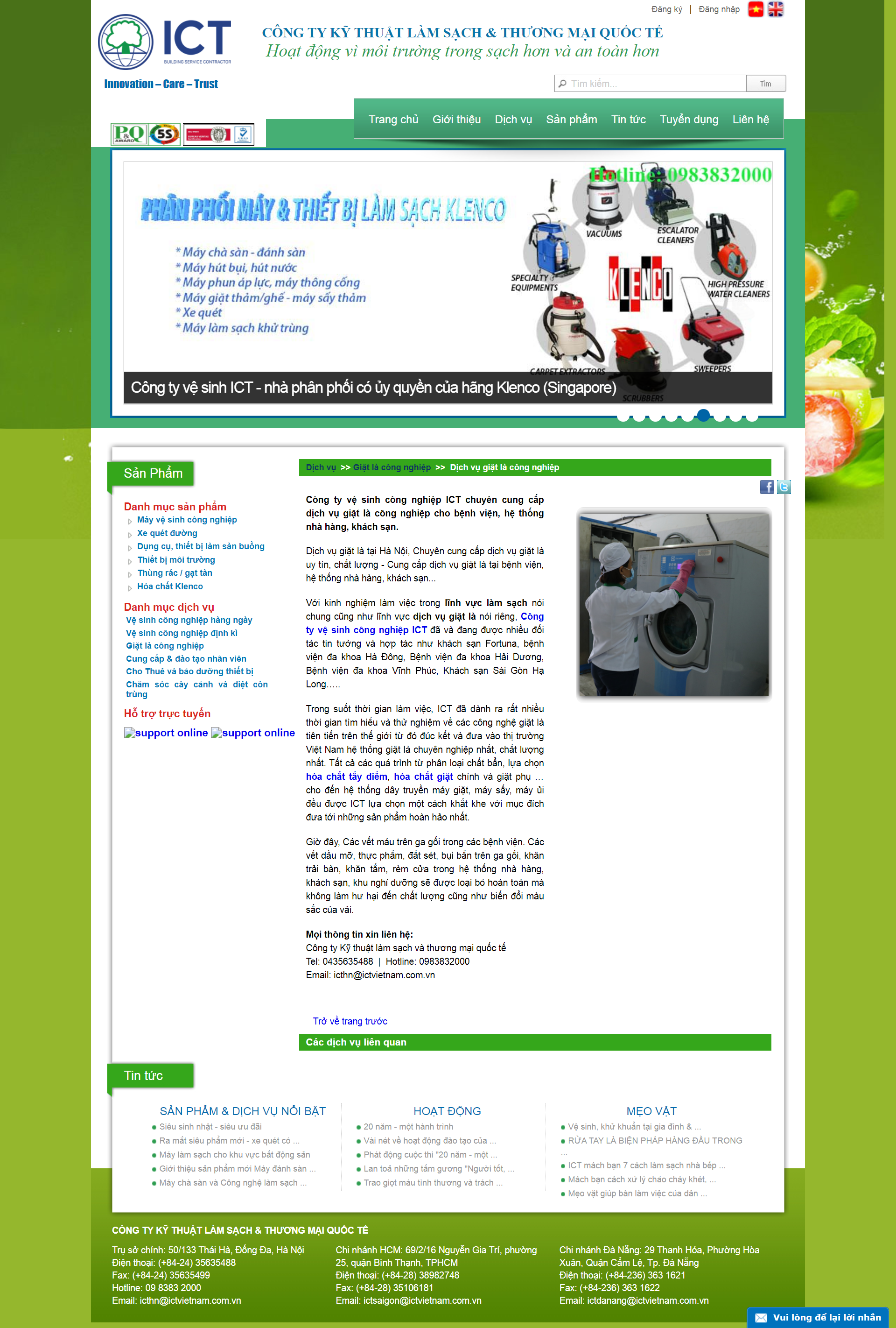 Thiết kế Website web giặt là công nghiệp - wwwictvietnamcomvn