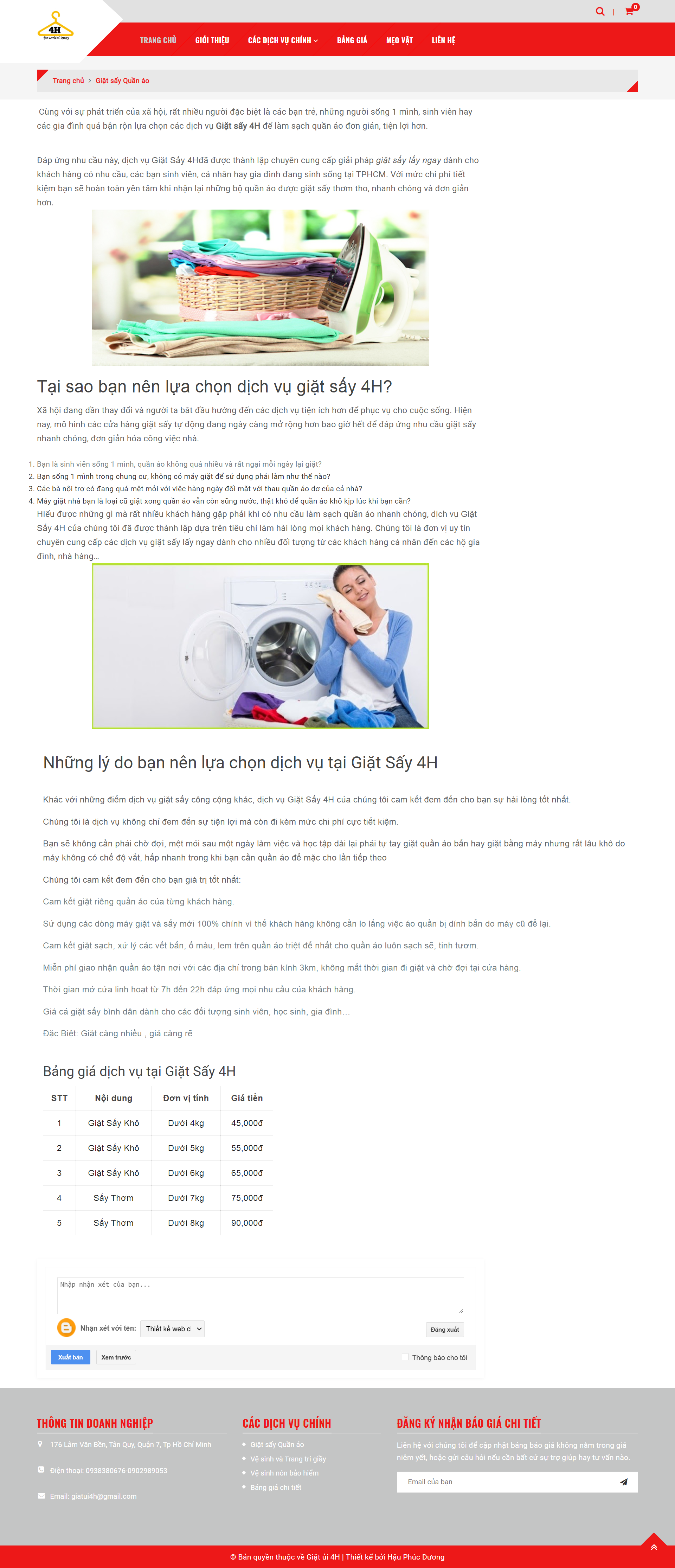 Thiết kế Website web giặt là công nghiệp - wwwgiatsay4hcom