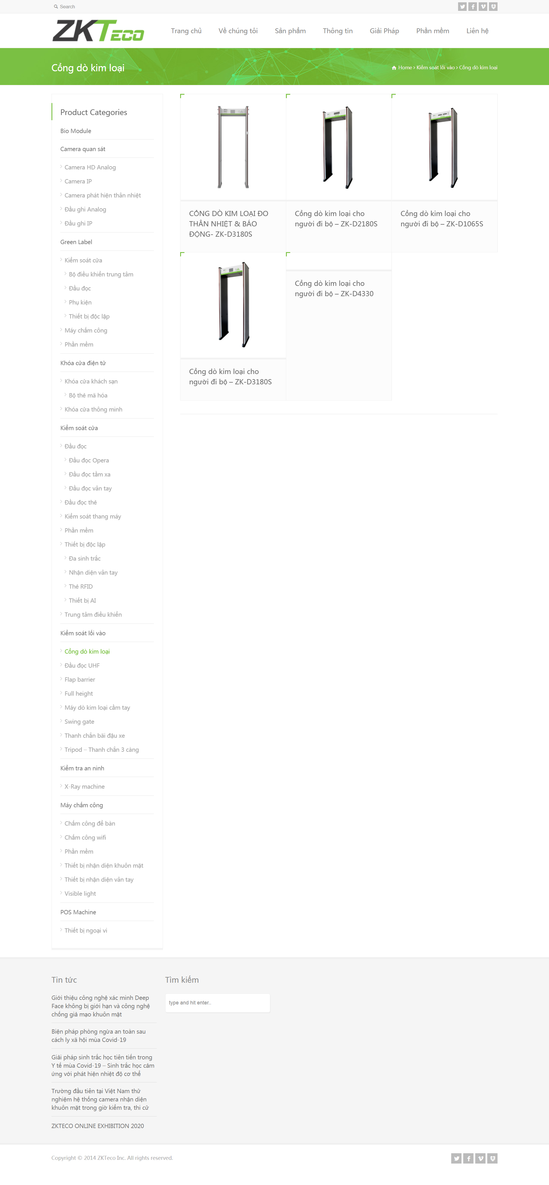 Thiết kế Website web cổng dò kim loại - wwwzktecovn