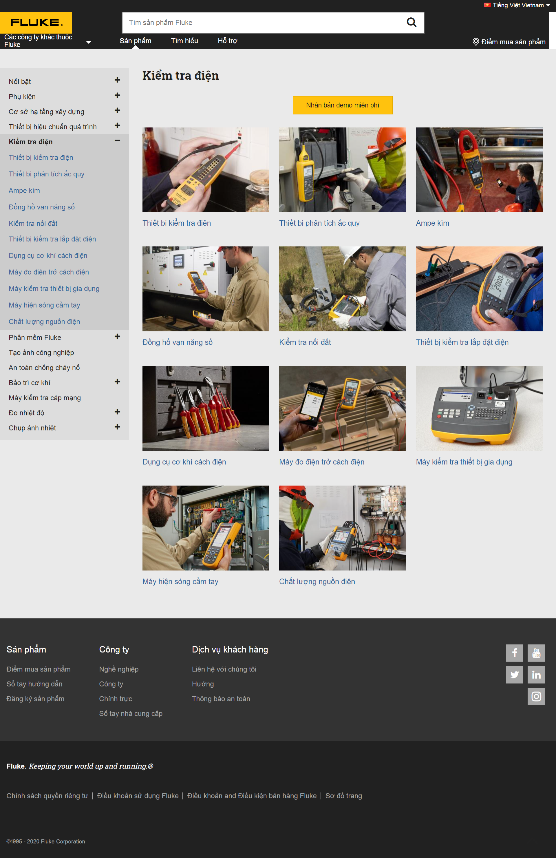 Thiết kế Website web thiết bị đo điện - wwwflukecom