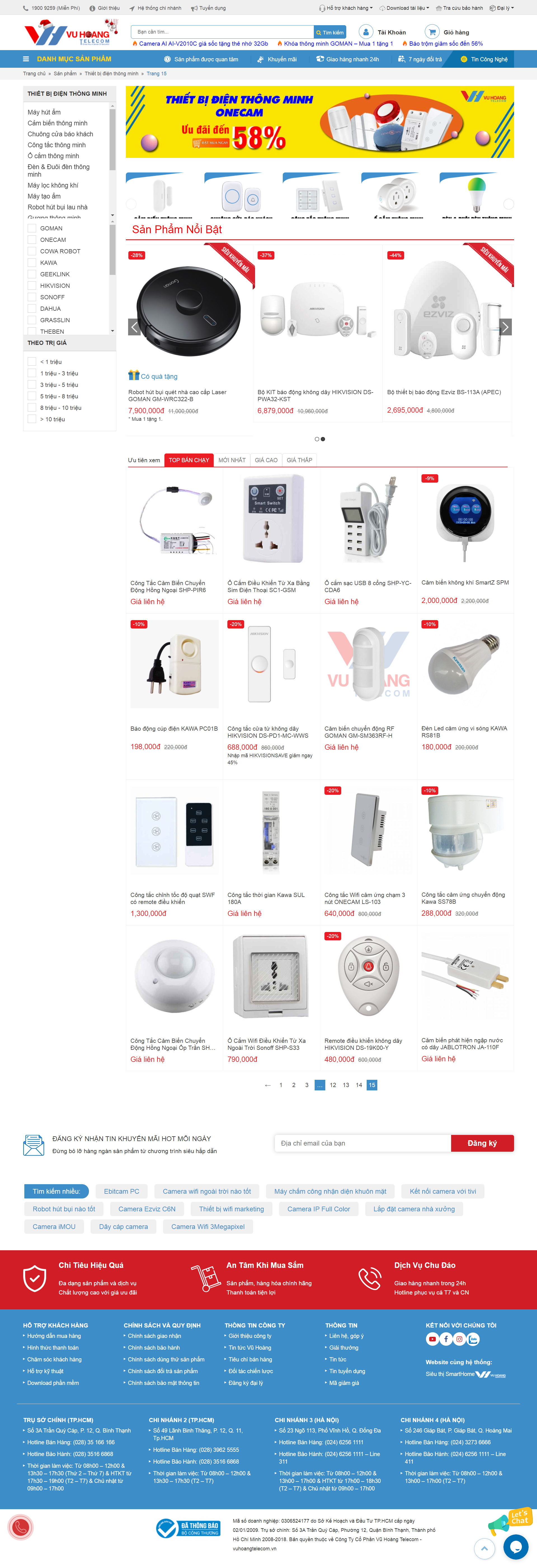 Thiết kế Website web thiết bị điiện thông minh - vuhoangtelecomvn