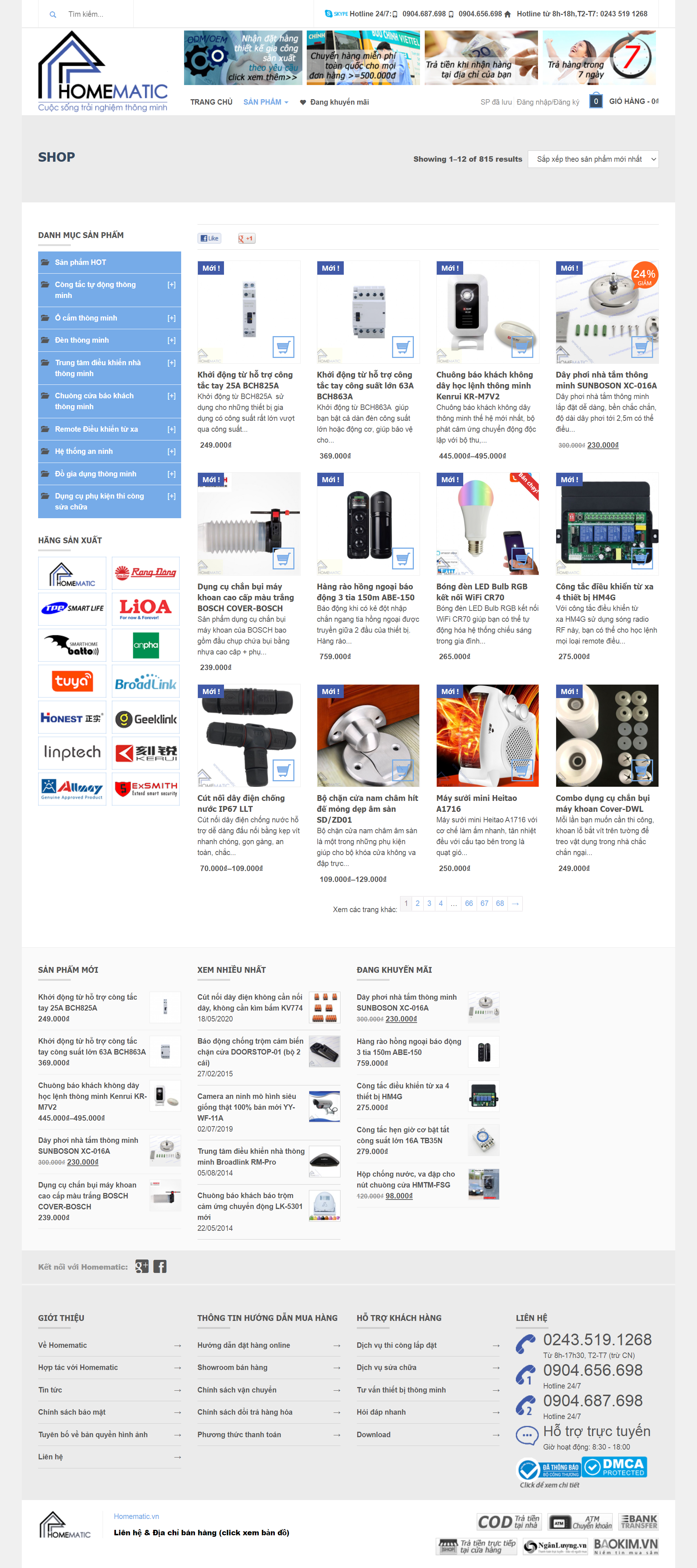 Thiết kế Website web thiết bị điiện thông minh - homematicvn