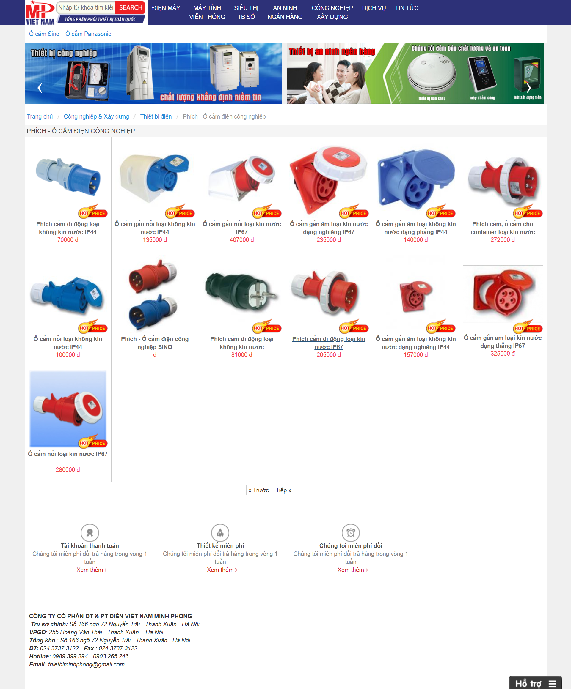 Thiết kế Website web ổ cắm công nghiệp - thietbiminhphongvn