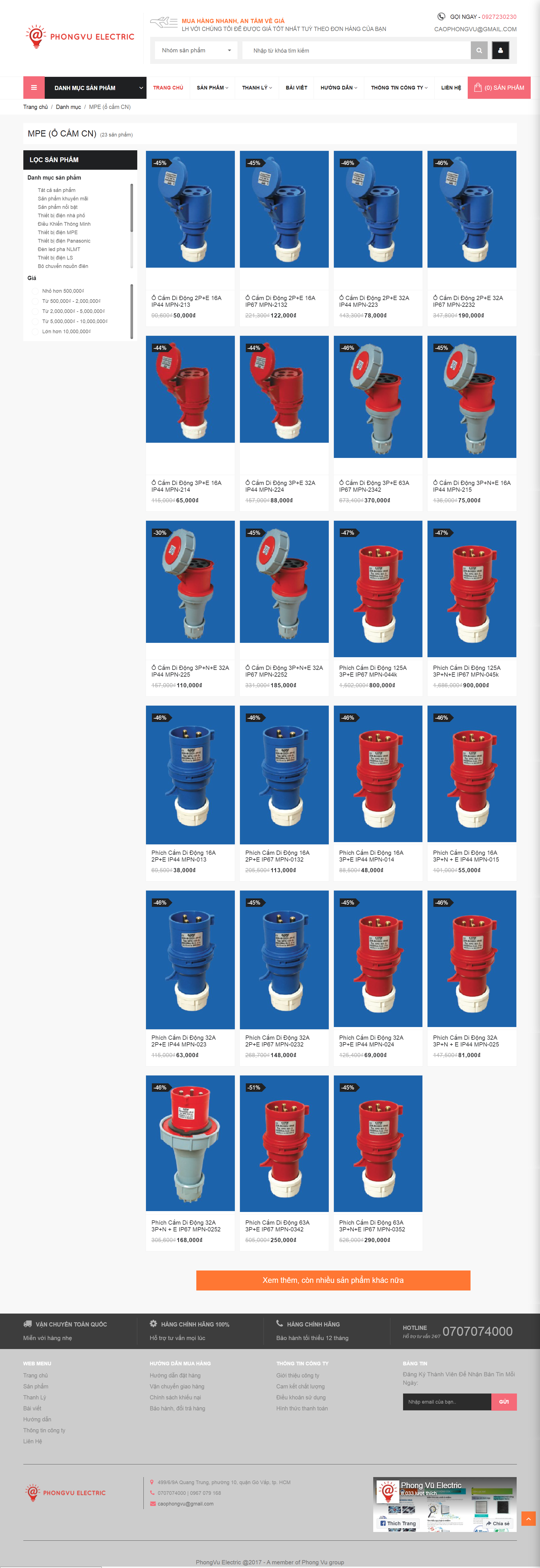 Thiết kế Website web ổ cắm công nghiệp - wwwphongvu-electriccom