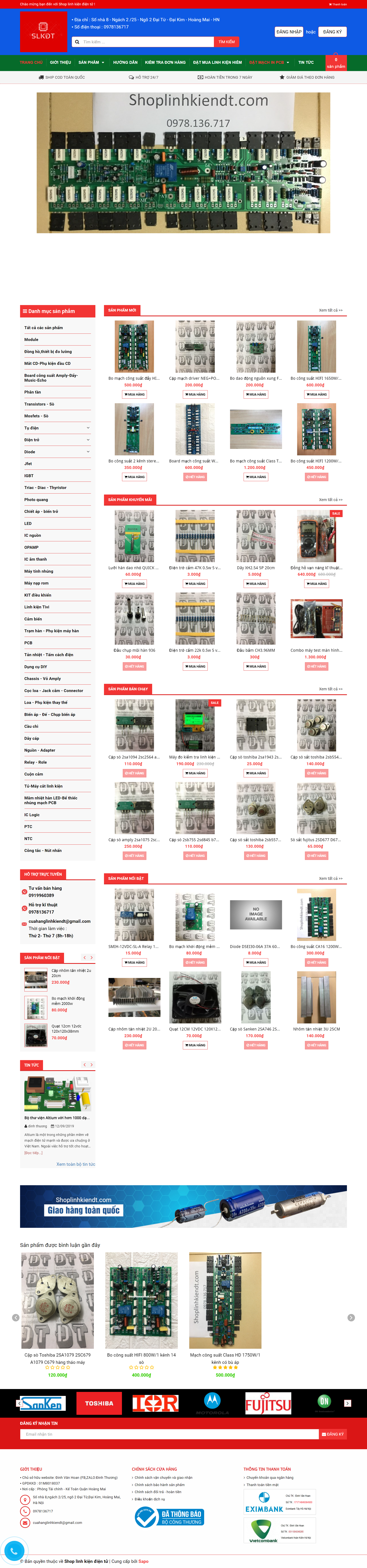 Thiết kế Website web linh kiện điện - shoplinhkiendtcom