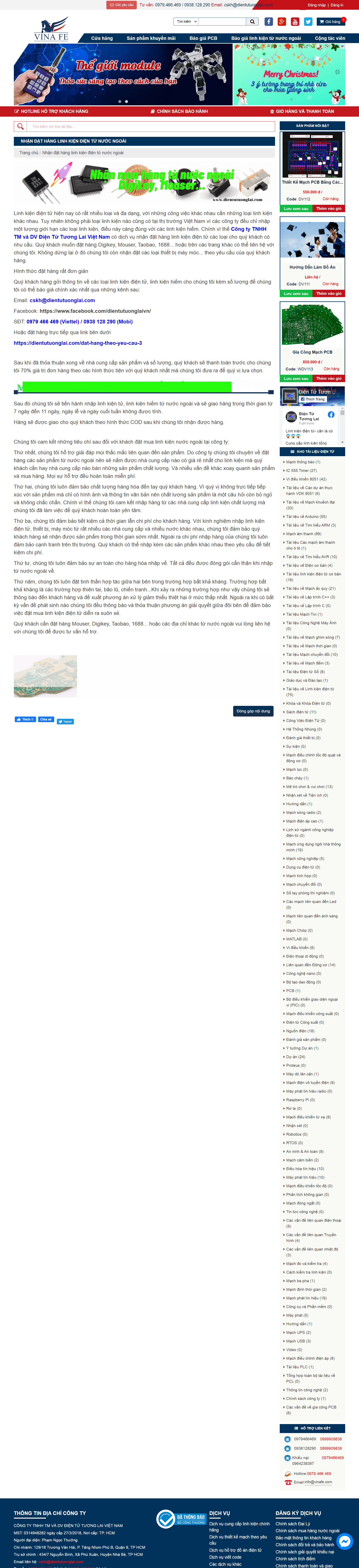 Thiết kế Website web linh kiện điện - dientutuonglaicom