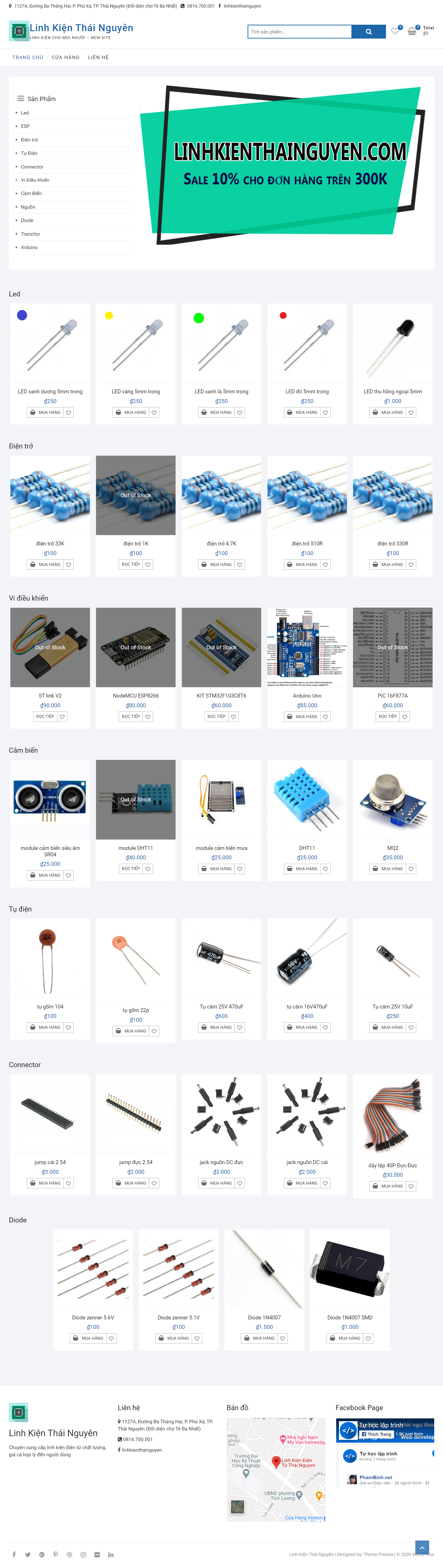Thiết kế Website web linh kiện điện - linhkienthainguyencom