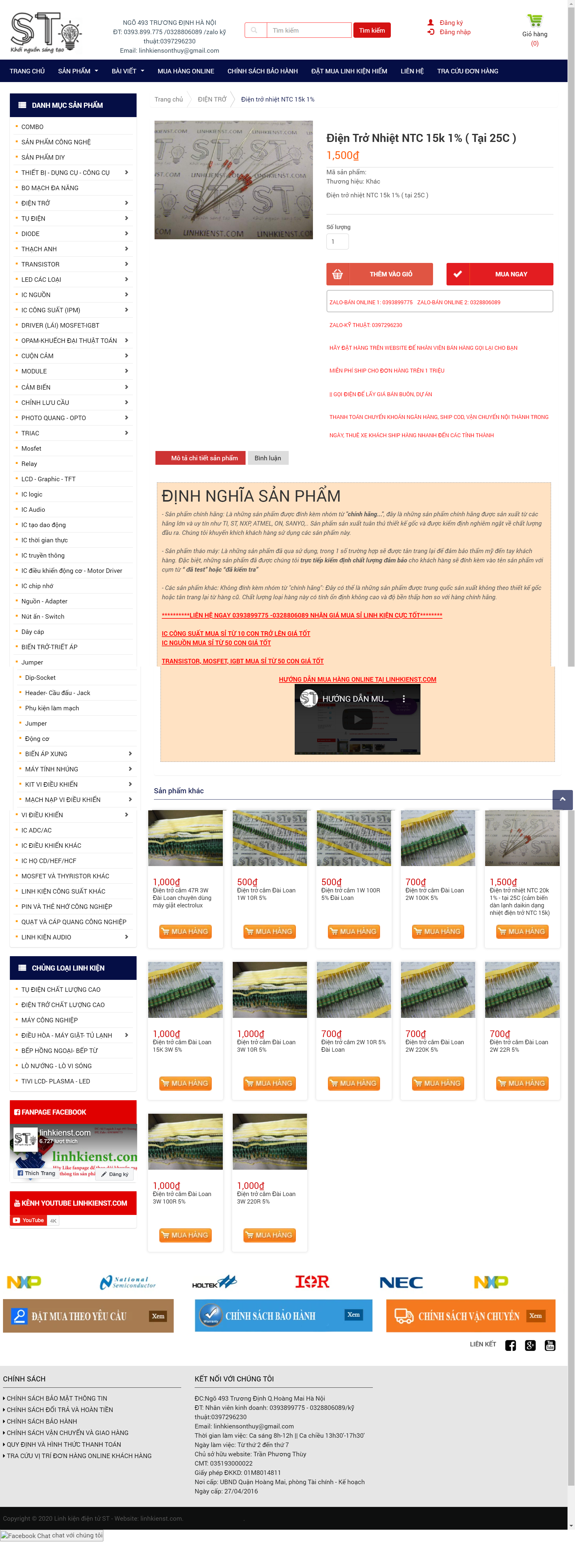 Thiết kế Website web điện trở nhiệt - linhkienstcom