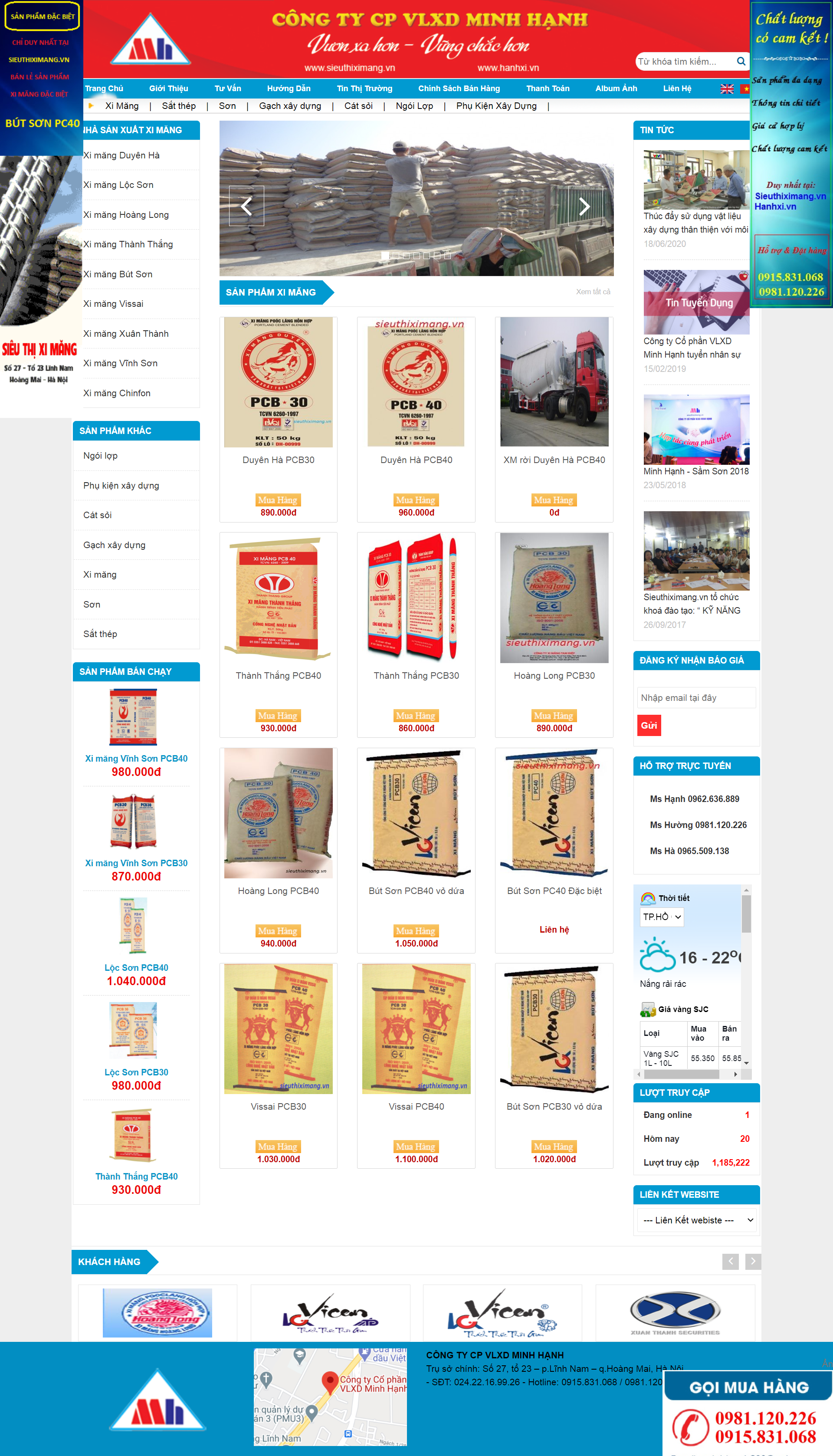 Thiết kế Website web bán xi măng trắng - sieuthiximangvn