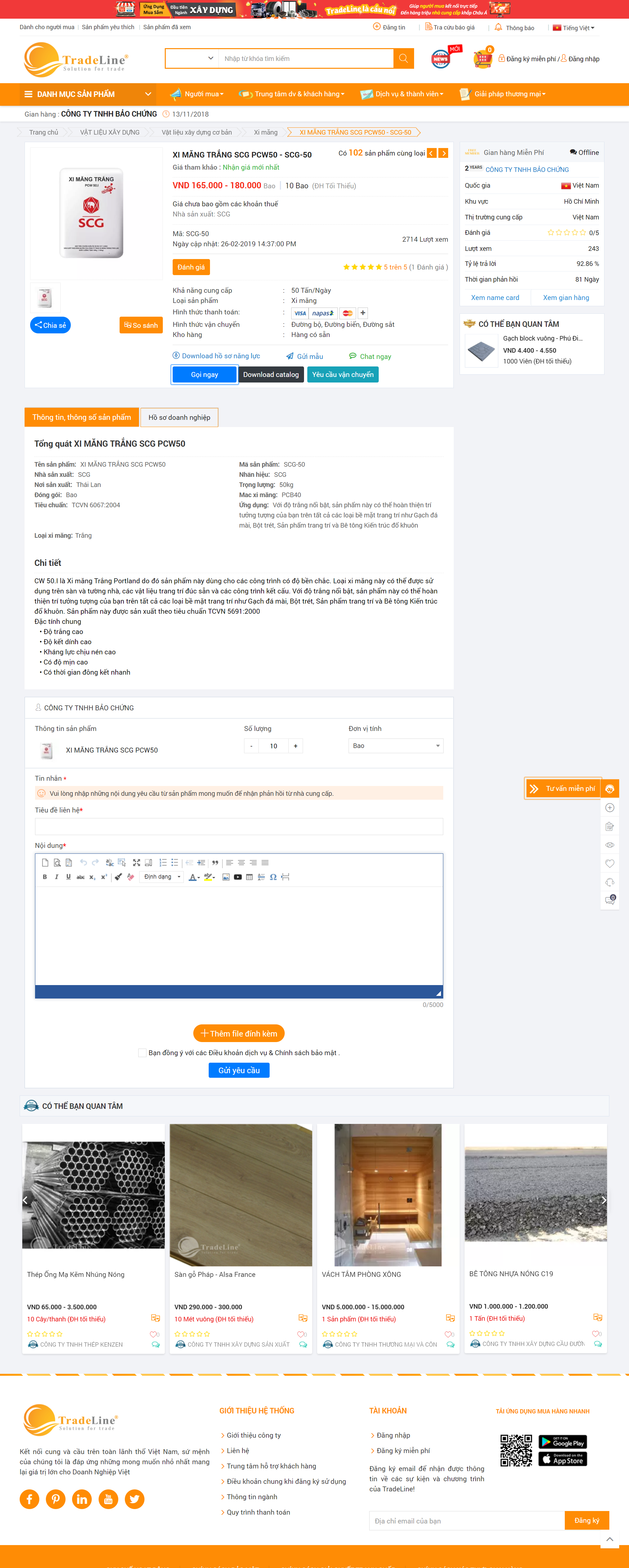 Thiết kế Website web bán xi măng trắng - wwwtradelinevn